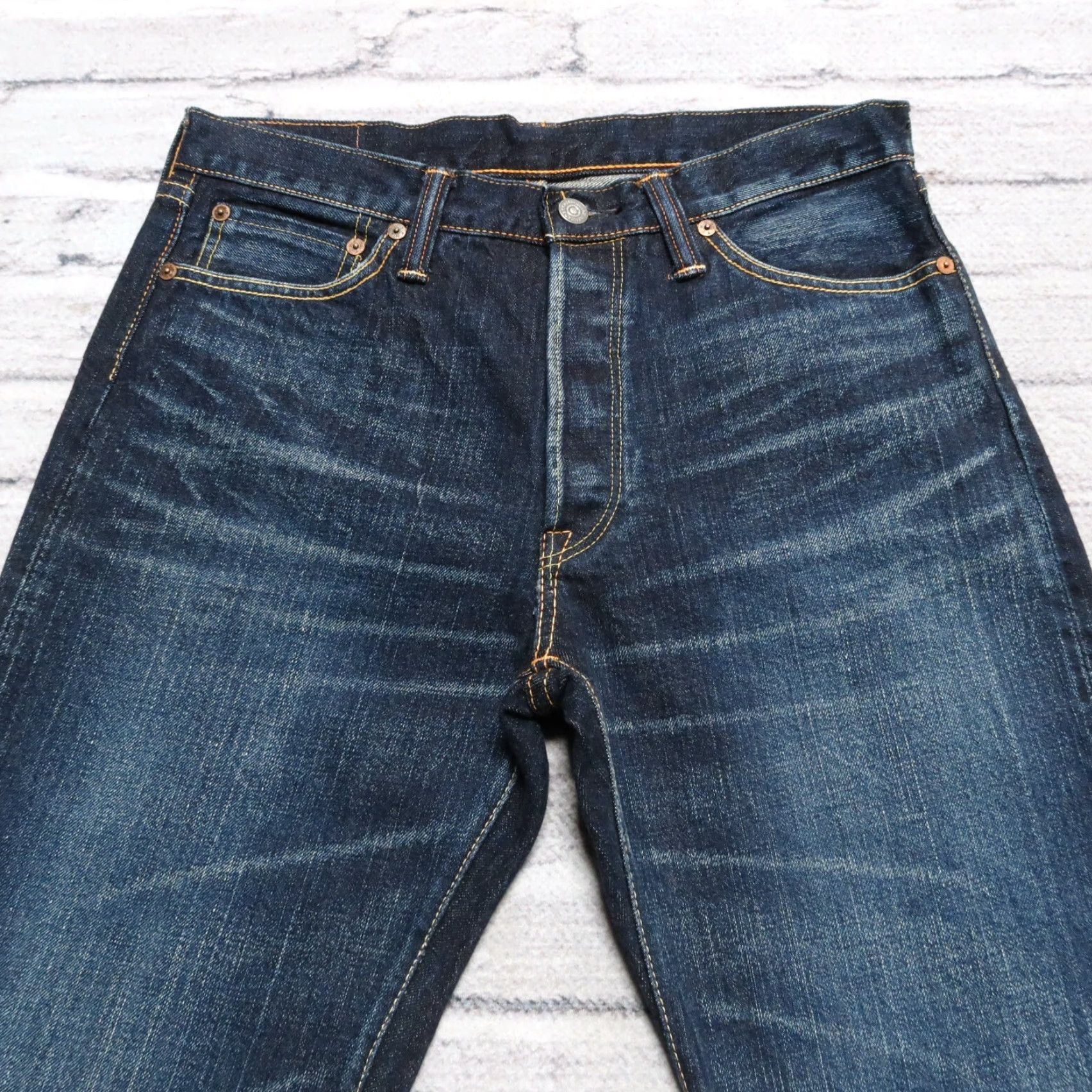 The Flat Head VINTAGE The Flat Head 3005 SPC Selvedge Denim Jeans Made in Japan Jeans Men 30 Dark Wash 33 1/2" Inseam Button Fly 8 1/2" Leg Opening Denim Size US 30 / EU 46 - 2 Thumbnail