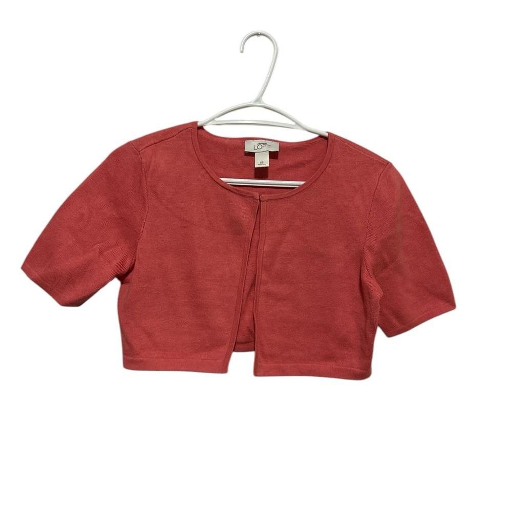 Designer LOFT Coral Pink Short-Sleeve Cardigan XS Size XS / US 0-2 / IT 36-38 - 1 Thumbnail