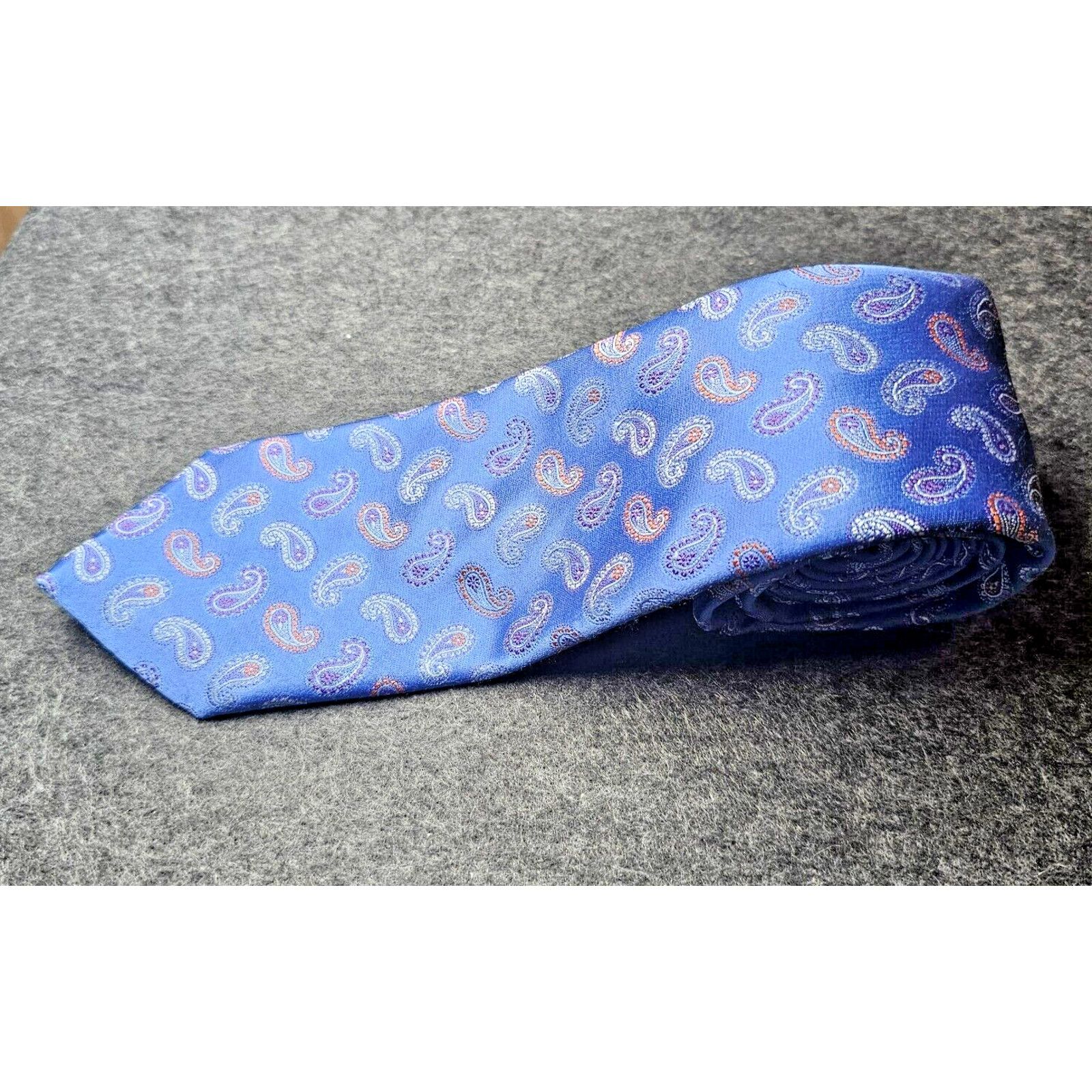 David Donahue David Donahue Tie 100% Silk Paisley Blue USA Necktie Italy Size ONE SIZE - 1 Thumbnail