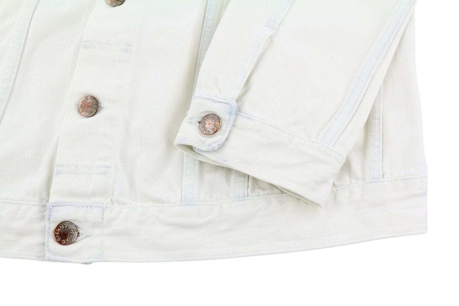 Nudie Jeans TERRY XL Denim White Extreme Bleach Polo Neck Jacket 83693 Size US XL / EU 56 / 4 - 5 Thumbnail