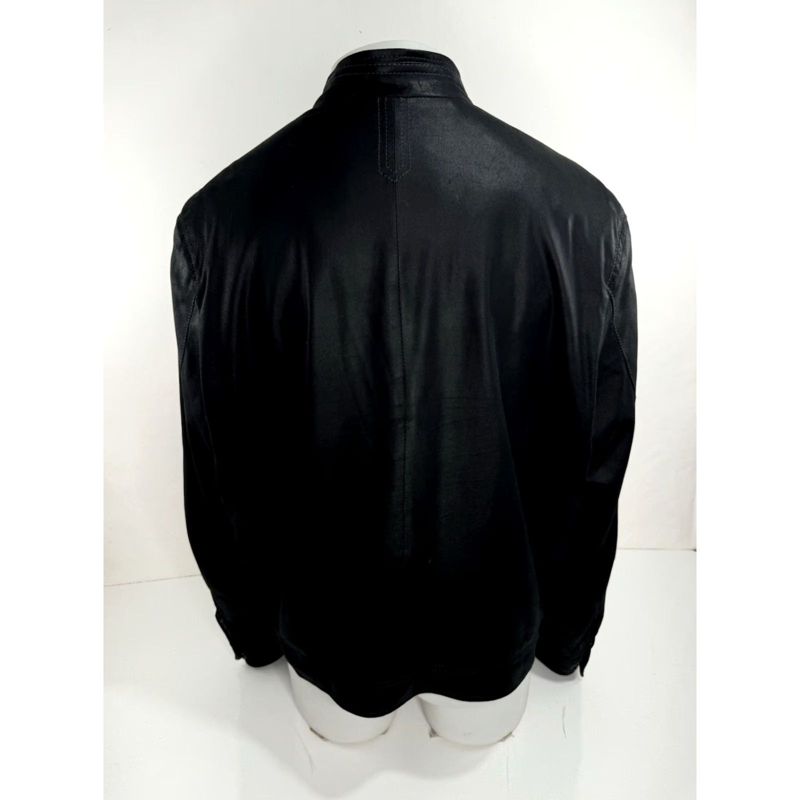 Vintage REMY Leather Moto Jacket Bomber Sz. 44 Shoulder Pads Full Zip Men Black 90s Motorcycle Style Shirt/Jacket Size US S / EU 44-46 / 1 - 3 Thumbnail