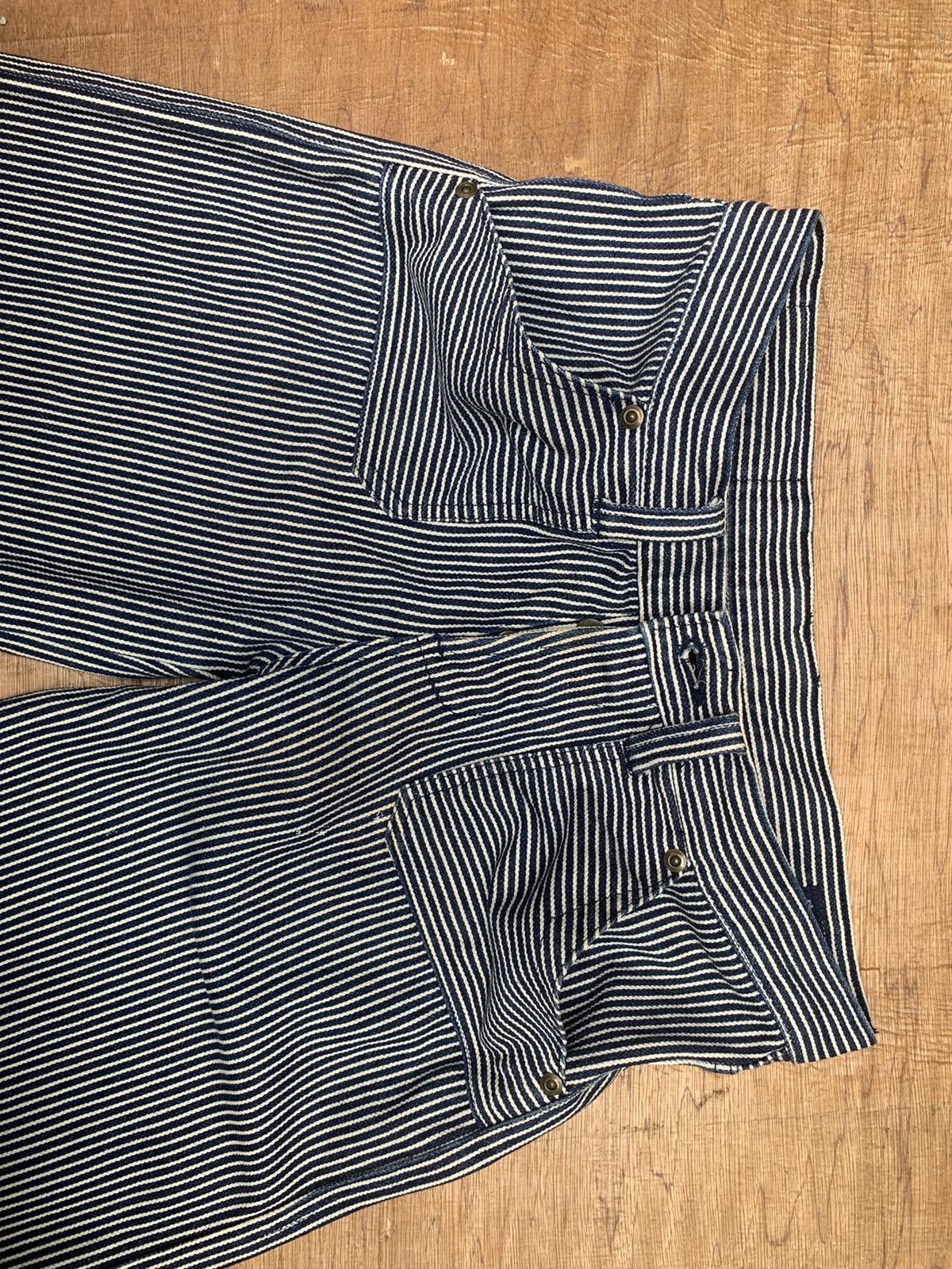 Japanese Brand Rythym Flare Wide Leg Hickory Striped Pants Size US 29 - 20 Thumbnail