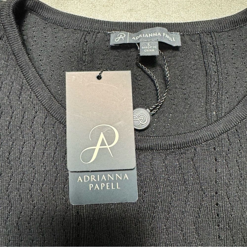 Adrianna Papell NWT New $89 Adrianna Papell Pointelle Knit Short Chiffon Sl Size L / US 10 / IT 46 - 6 Thumbnail