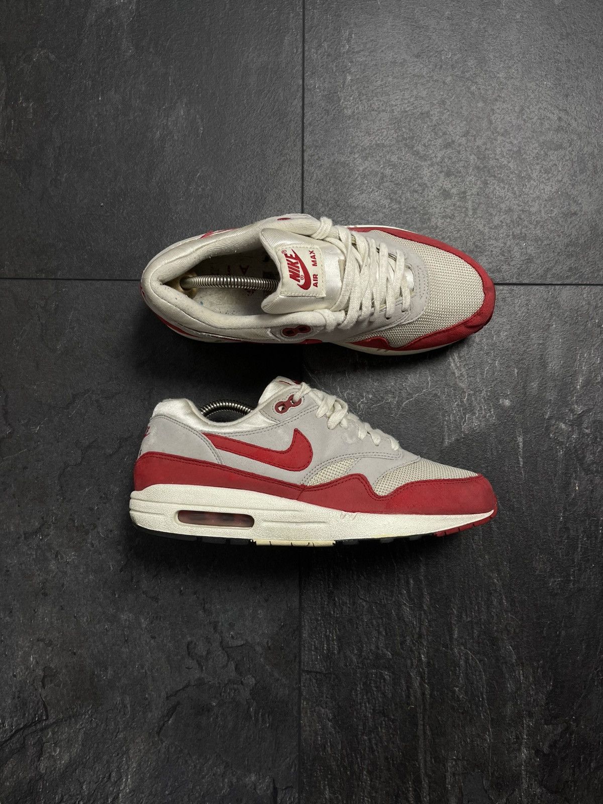 Nike × Streetwear × Vintage Nike Air Max 1 OG Red White Grey Black 2012 Mens Size US 7 / EU 40 - 1 Thumbnail