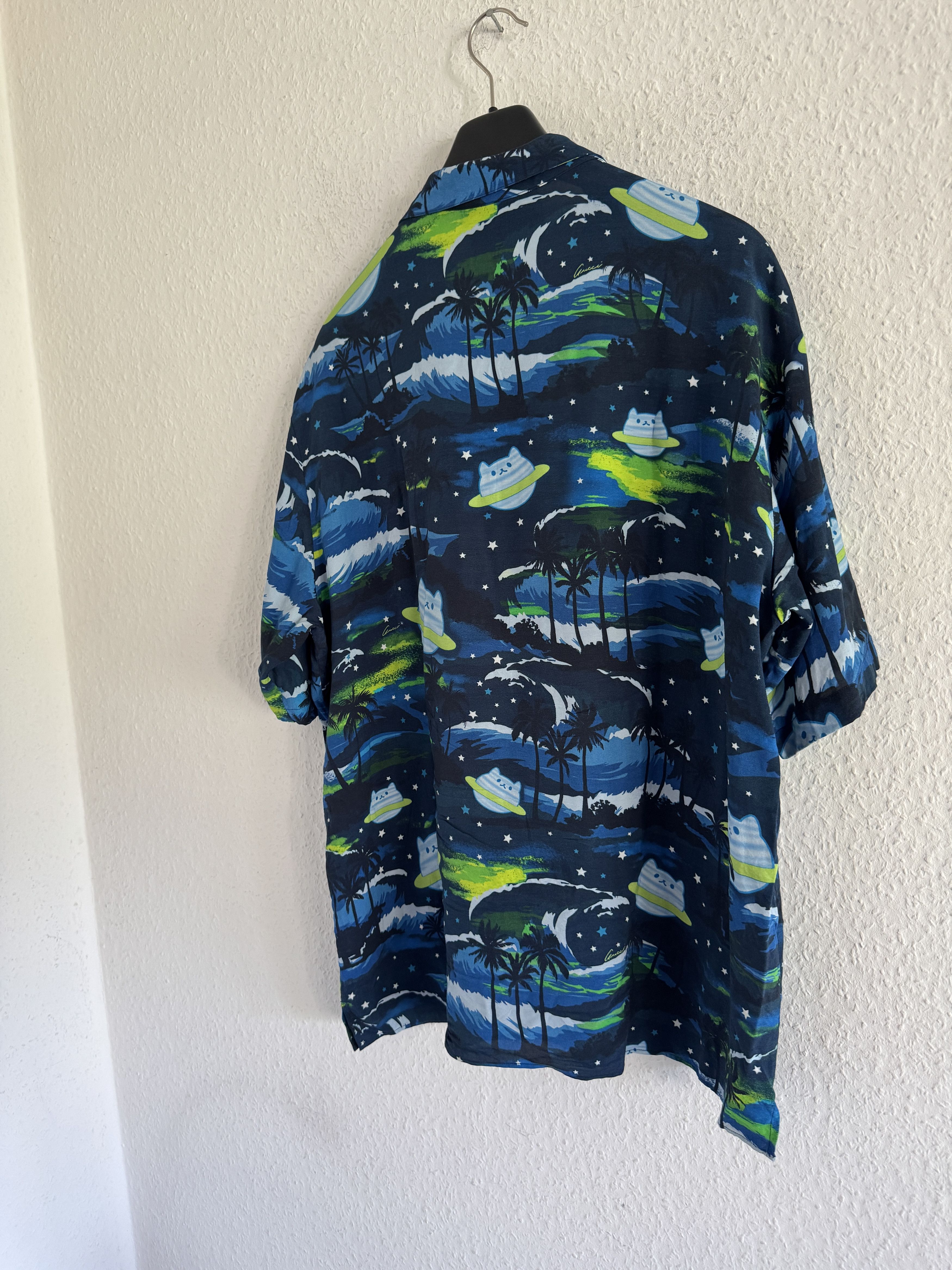 Gucci UFO Cat Print Bowling Shirt Size US L / EU 52-54 / 3 - 9 Thumbnail