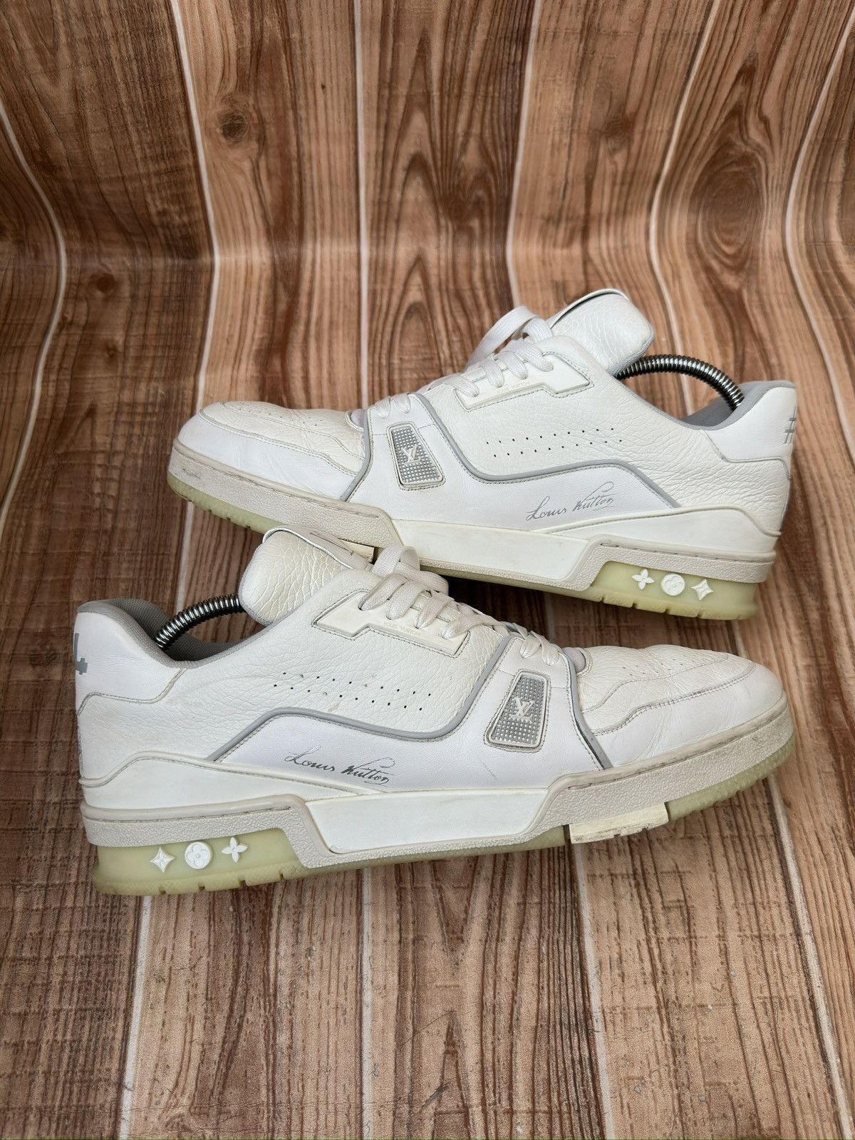 Louis Vuitton Louis Vuitton Trainer Virgil Abloh Grey/White sneaker Size US 12 / EU 45 - 12 Thumbnail