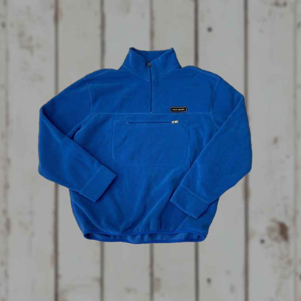 Vintage VINTAGE Polo Sport Sweater Men XL Blue Fleece 1/4 Zip Logo Zipper Pullover Mock Neck 90s Classic Outdoor Streetwear Size US XL / EU 56 / 4 - 1 Thumbnail