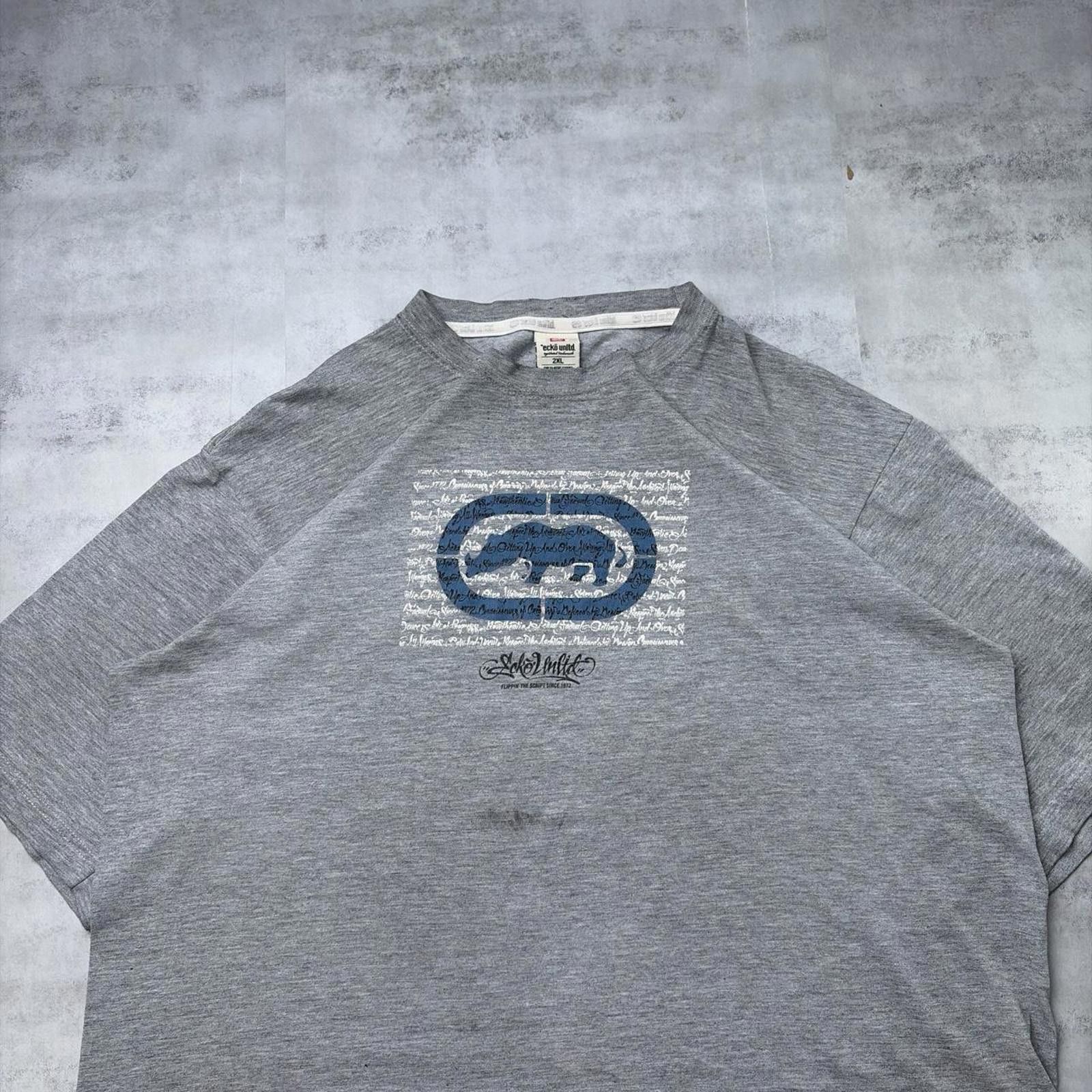 Ecko Unltd. Y2K Grey Ecko Unltd Grunge Distressed Skater T-Shirt Size US XXL / EU 58 / 5 - 3 Thumbnail