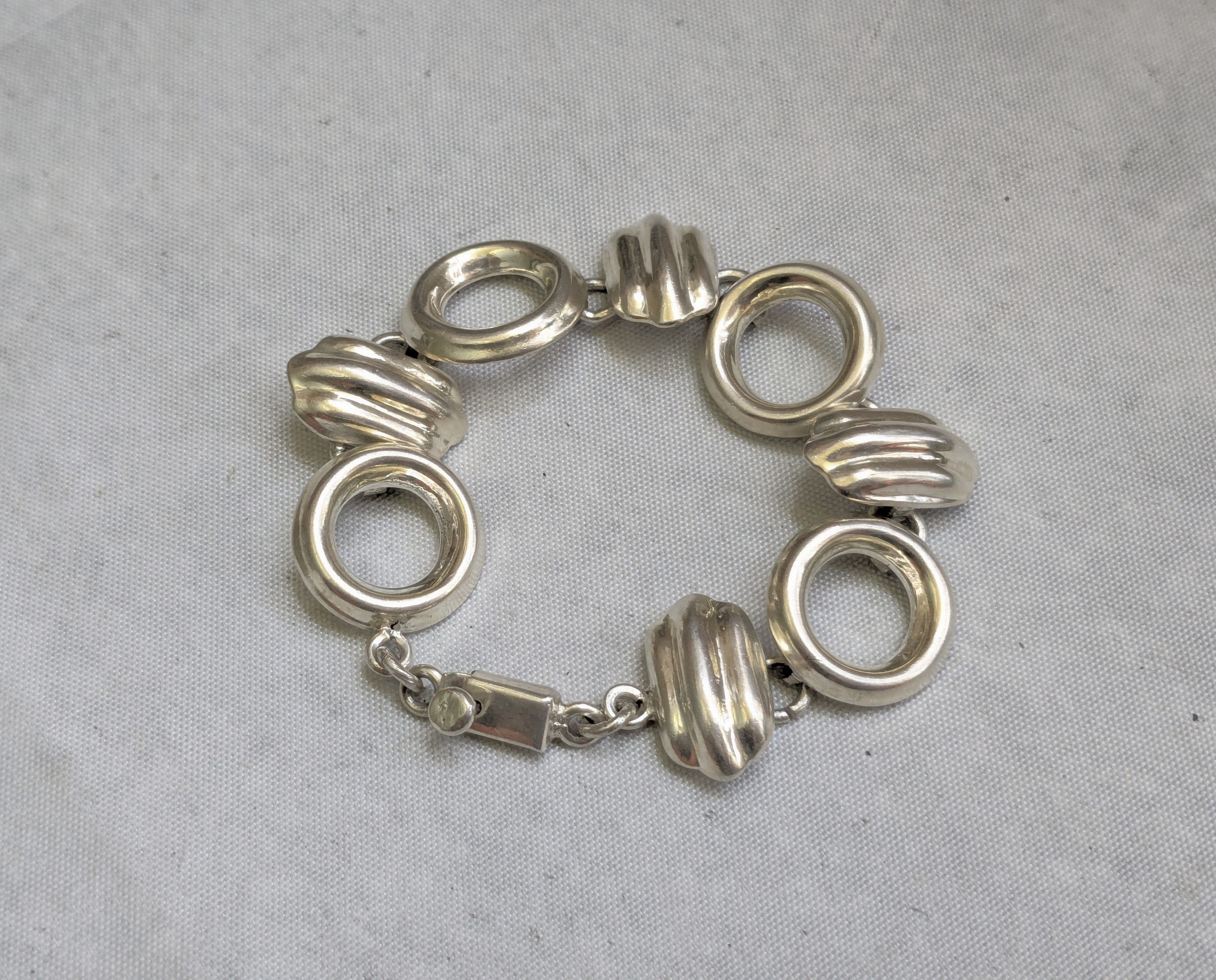 Vintage Vintage Sterling Silver Bracelet Taxco 6.75" Hollow Mexico Size ONE SIZE - 1 Thumbnail