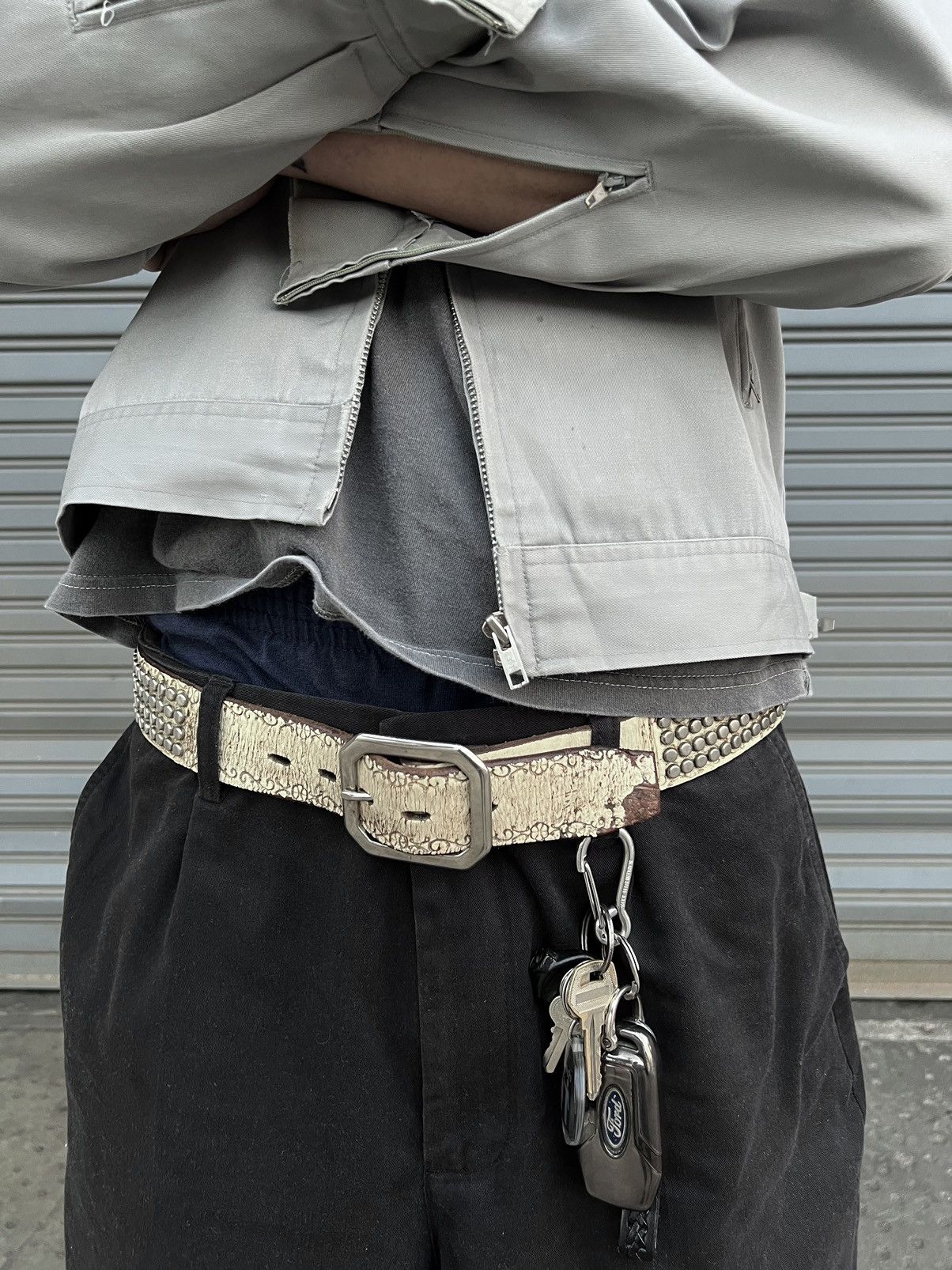 Designer × Vintage SOLD* Vintage Studded Leather Belt Size 34 - 8 Thumbnail