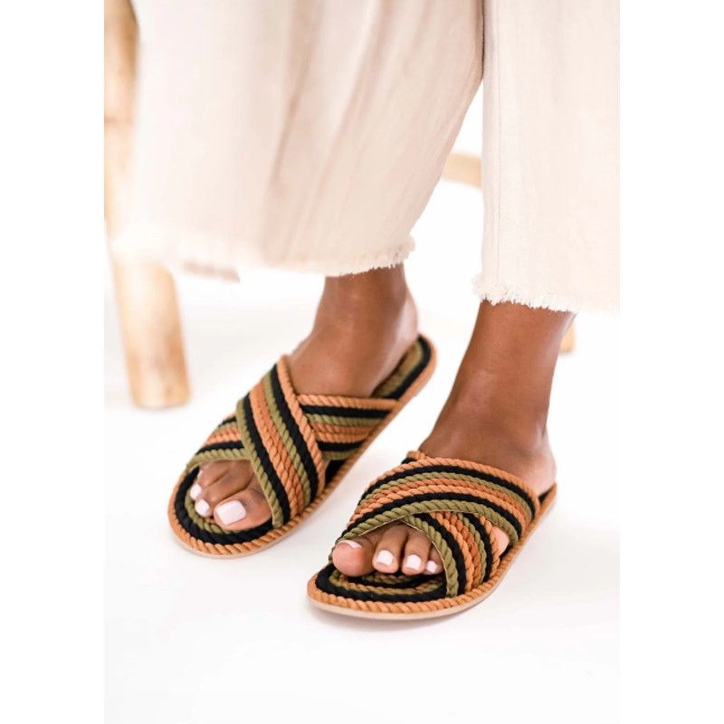 Anthropologie Salt + Umber Size 6 Saraya Multi-Rainbow Fabric Rope Sandal Size US 6 / IT 36 - 3 Thumbnail