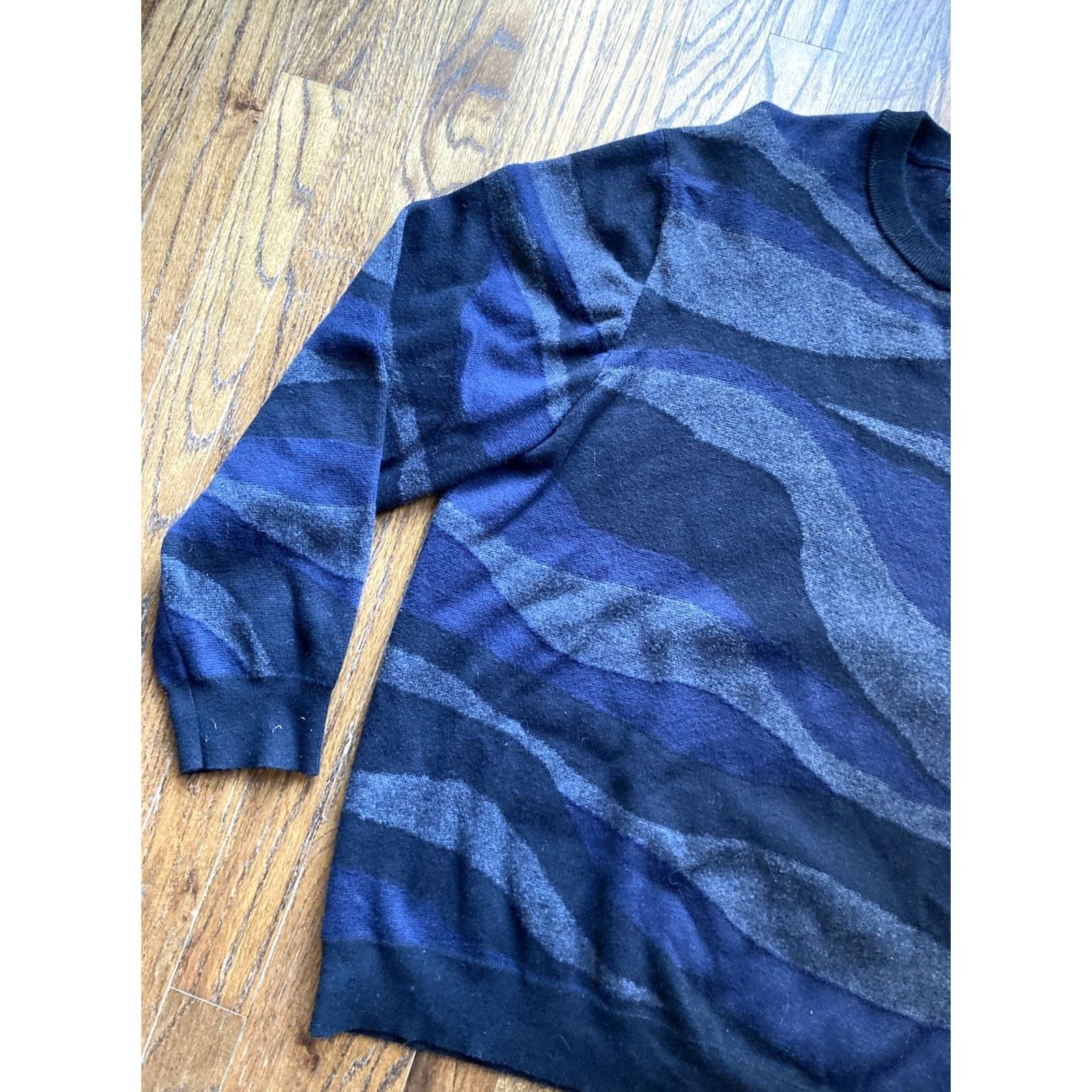 NAADAM NAADAM Sweater Men XL Crewneck Pullover Camouflage Blue Cotton Cashmere Knit Leather? Size US XL / EU 56 / 4 - 2 Thumbnail