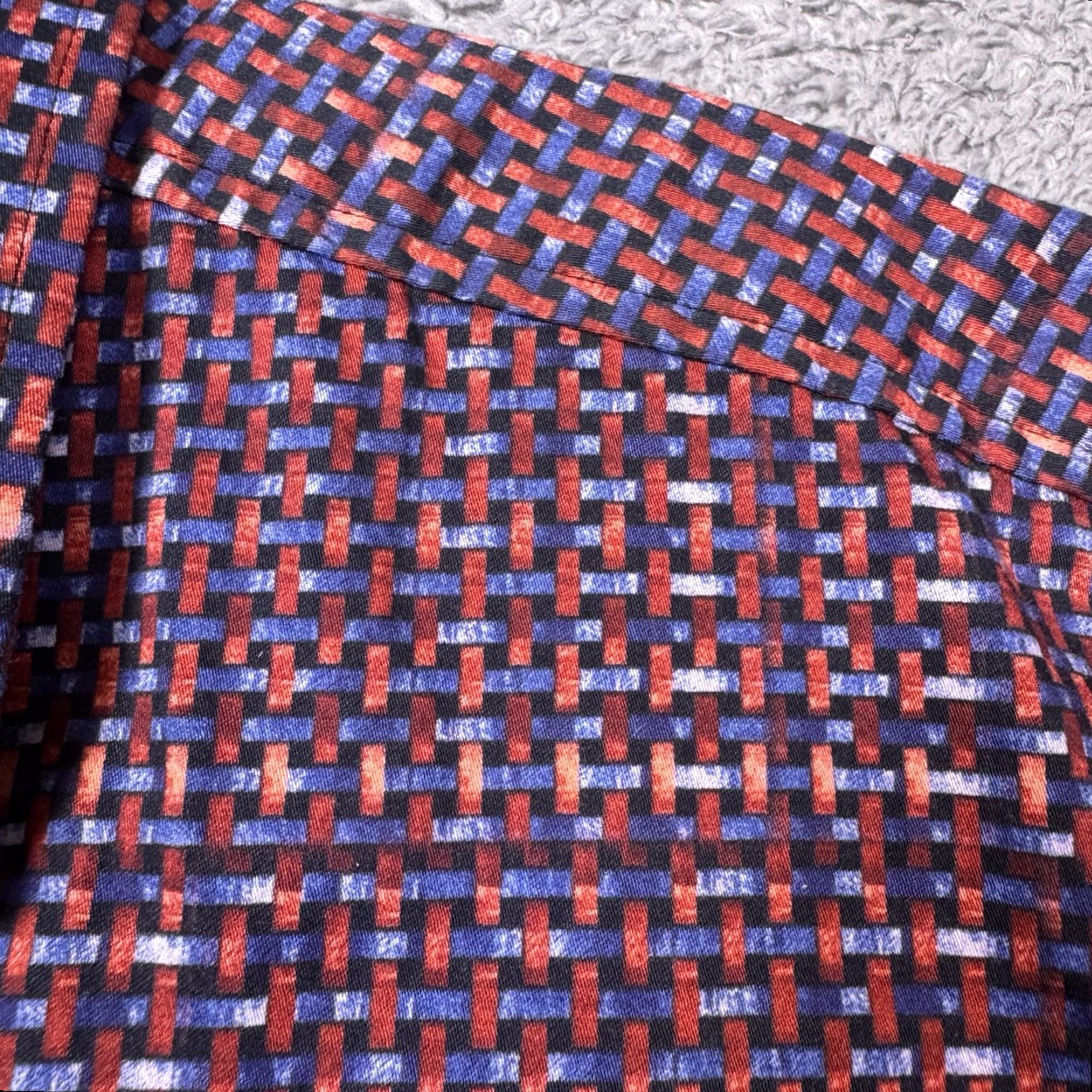 Robert Graham Robert Graham Shirt Mens S Tailored Fit Modern Americana Art AOP Geometric Long Sleeve Button-Up Red Cotton Vintage No Size US S / EU 44-46 / 1 - 2 Thumbnail