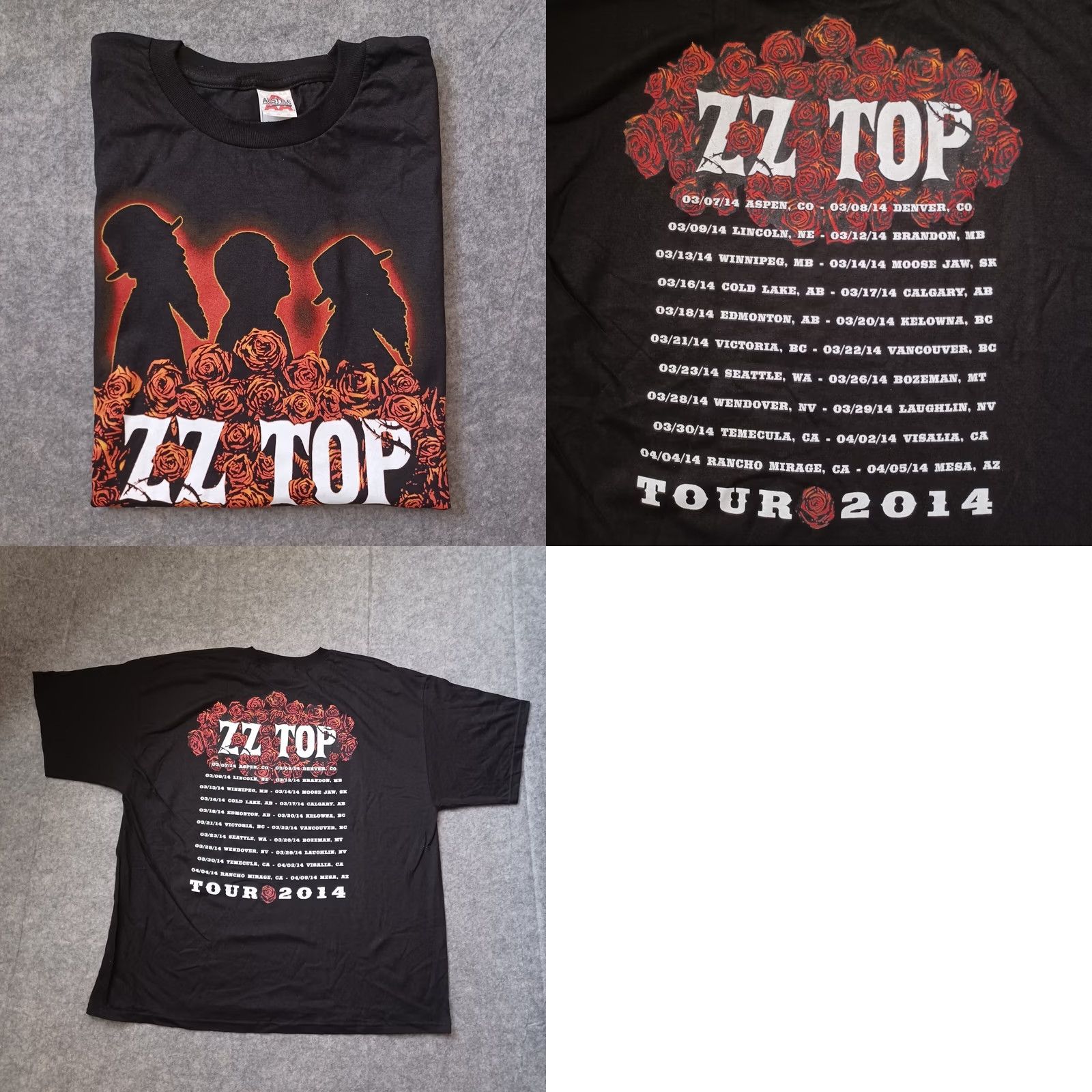 Vintage ZZ Top T Shirt Mens Large Black Southern Blues Tour 2014 Rock Licensed Alstyle Size US L / EU 52-54 / 3 - 9 Thumbnail