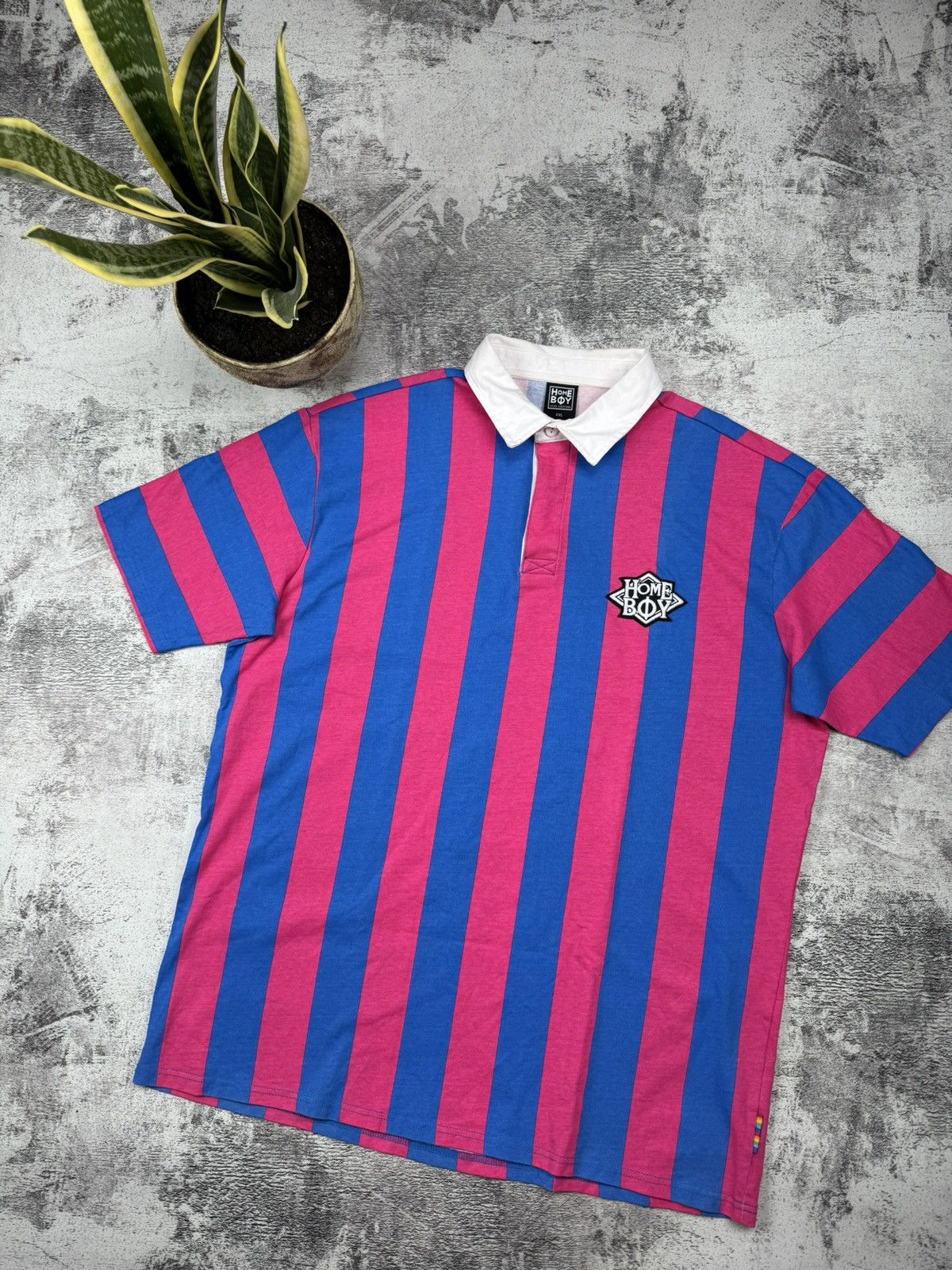 HOMME BOY CO. Vintage Very Rare Striped Polo Home Boy Loud Couture T Shirt Size US XXL / EU 58 / 5 - 2 Thumbnail