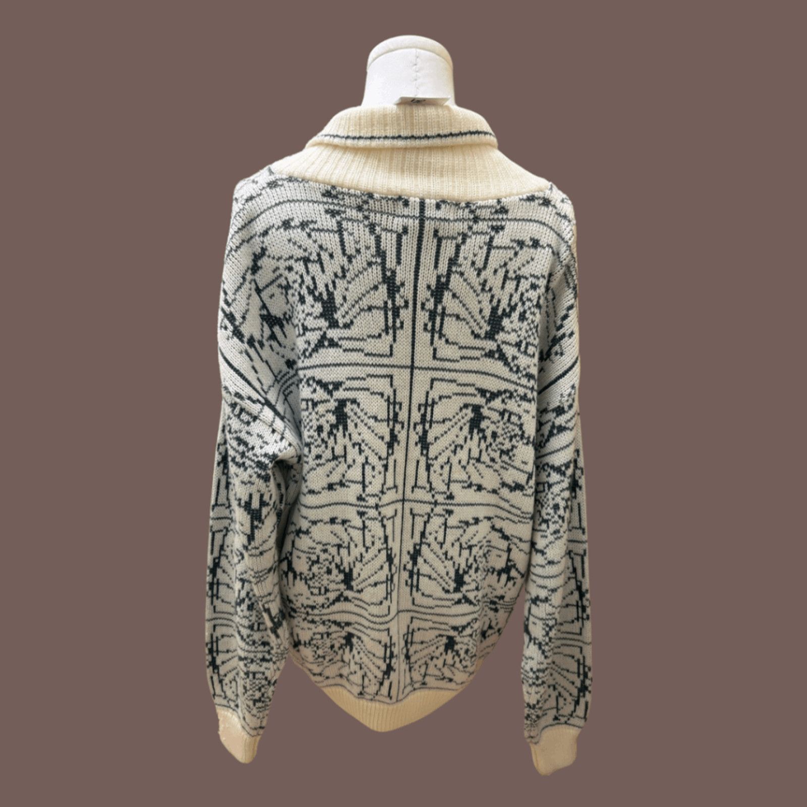Vintage VTG Knit Cardigan | J.J. Cochran Cream/Black | 80s Ivycore Size US M / EU 48-50 / 2 - 2 Thumbnail