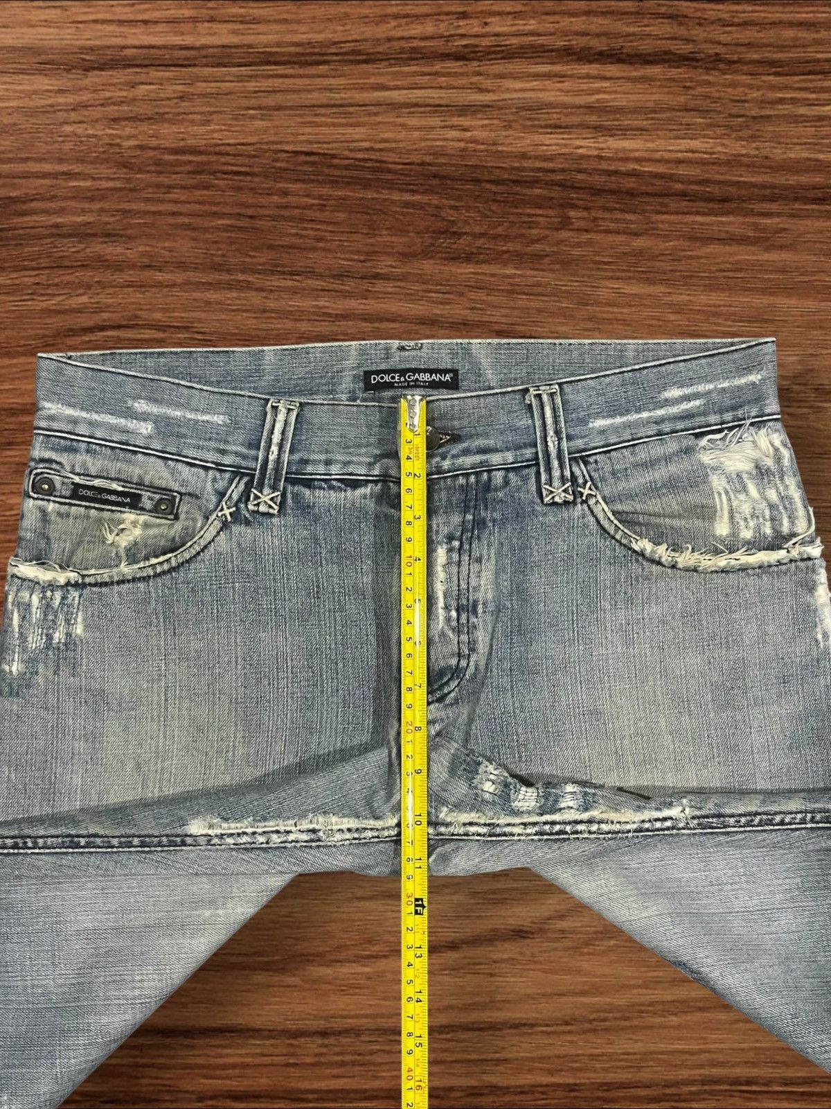 Dolce & Gabbana Y2K Dolce & Gabbana Distressed Sashiko Style Faded Blue Jean Size US 35 - 18 Thumbnail