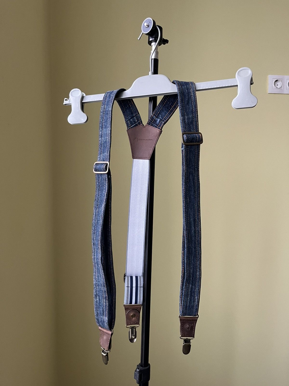 Pre-owned Ralph Lauren Wiseguy Suspenders In Navy