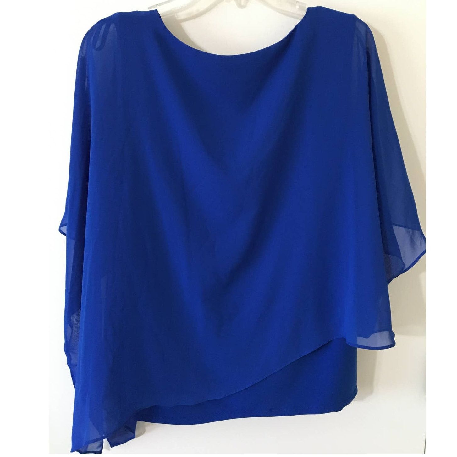 Other NWT PXL JM Collection Petite Flag Blue Chiffon Layered Top Size XL / US 12-14 / IT 48-50 - 3 Thumbnail