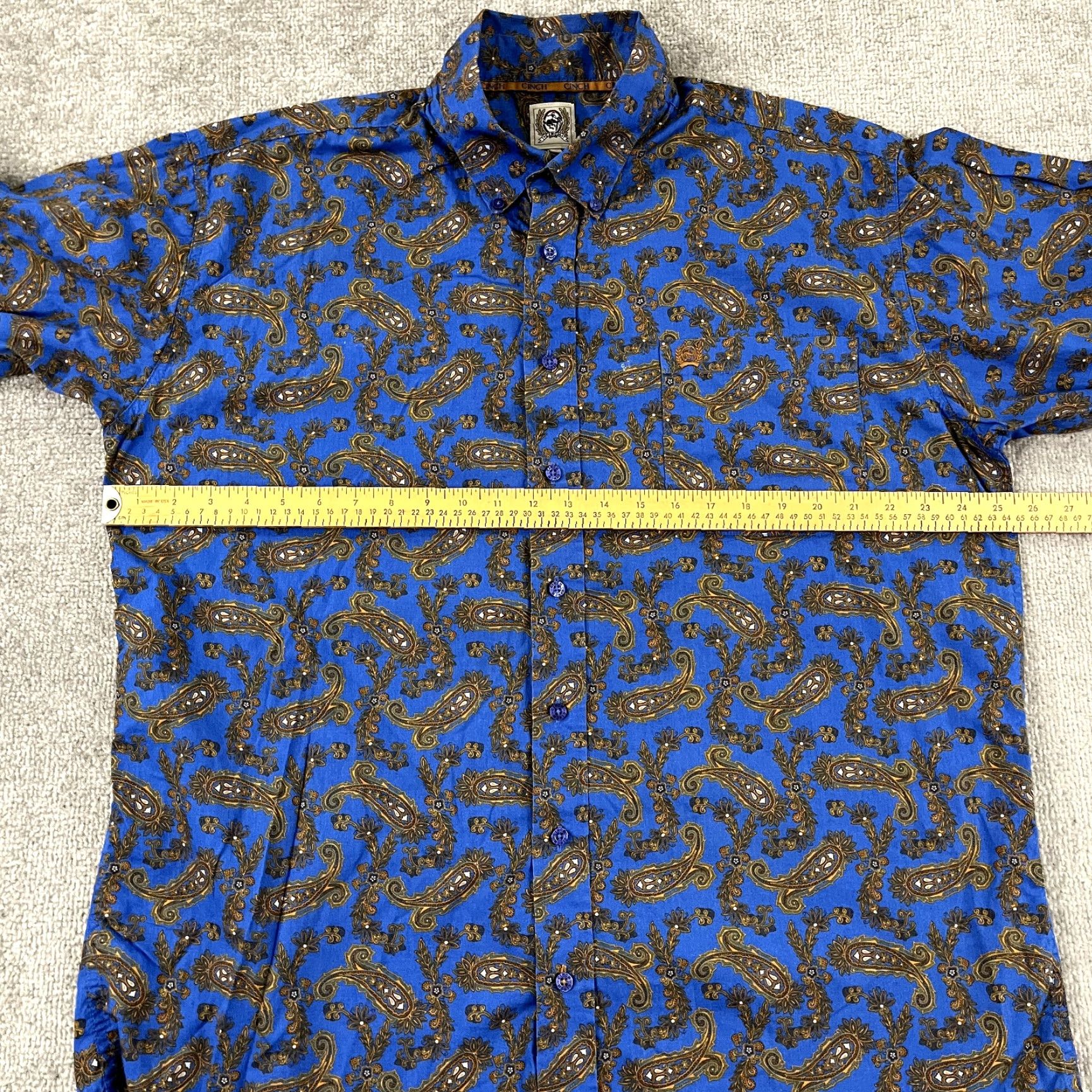 Vintage CINCH Shirt Mens Large Blue Paisley Western Wear Cowboy Button Down Long Sleeve Size US L / EU 52-54 / 3 - 6 Thumbnail