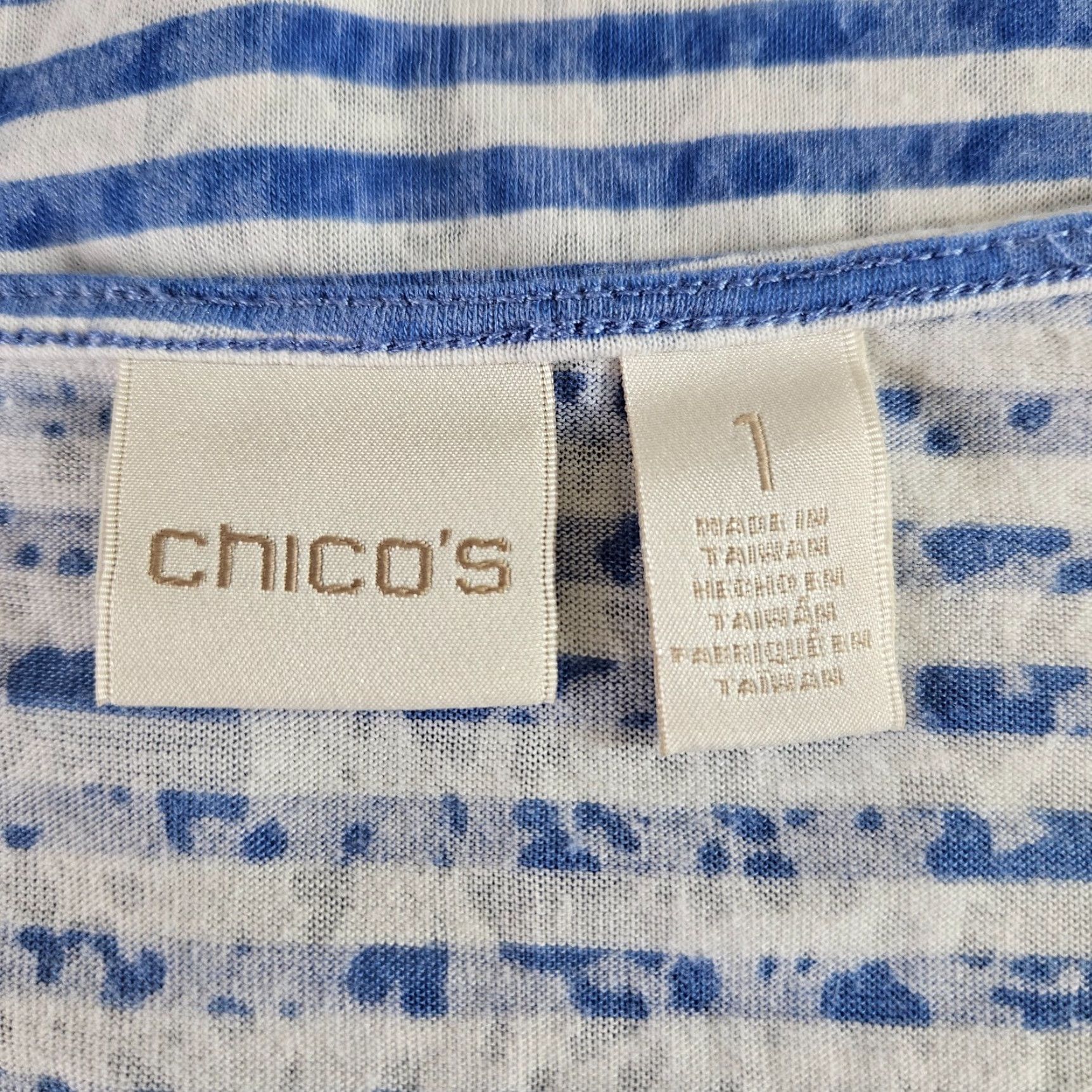 Vintage Chico's Womens Top M Blue White Striped Short Sleeve Shirt Adult Medium-Size T-Shirt Casual Womens Size M / US 6-8 / IT 42-44 - 5 Thumbnail