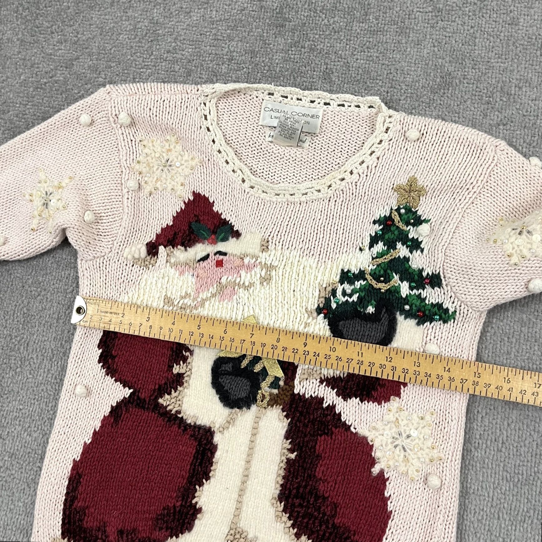 Vintage VINTAGE Casual Corner Knit Sweater Shirt Ladies XS Pink Santa Christmas 90s Geometric Beaded Pullover Women XS Size XS / US 0-2 / IT 36-38 - 5 Thumbnail