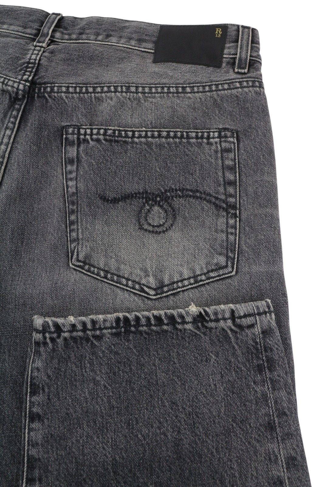 R13 BOYFRIEND 29 Leyton Black Faded Zip FW25 86683 Size 29" - 6 Thumbnail