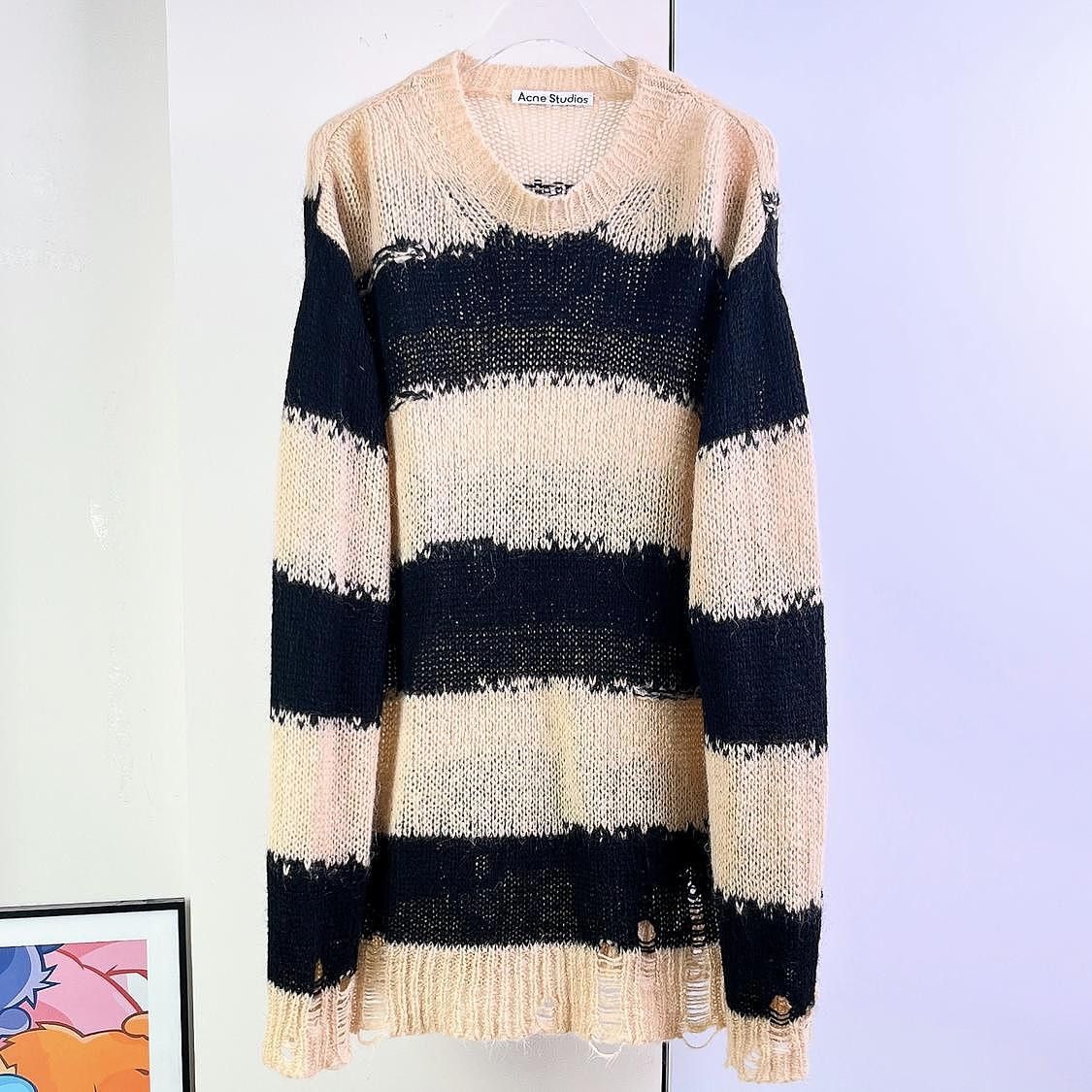 Acne Studios Acne Studios Striped Distressed Mohair Sweater Size M Size M / US 6-8 / IT 42-44 - 1 Thumbnail