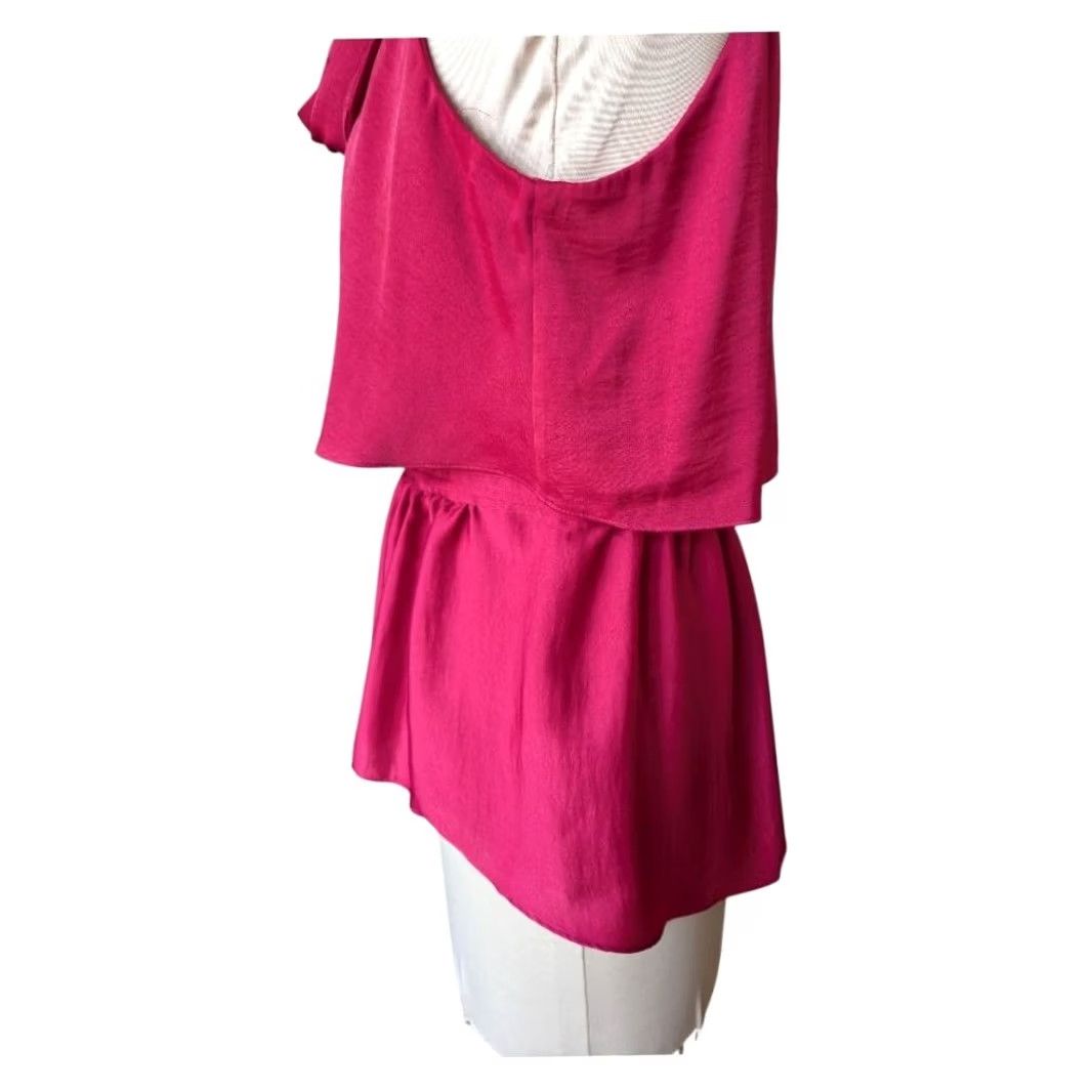 Bcbgmaxazria BCBGMAXAZRIA Blouse Halter Sleeveless Satin Pink Peplum Bow Tie Neck Womens M Size M / US 6-8 / IT 42-44 - 2 Thumbnail