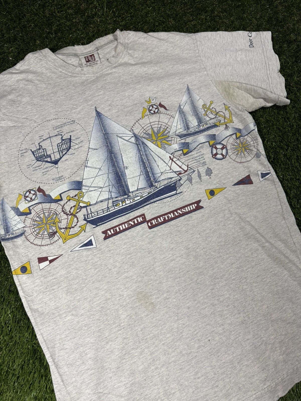 Vintage Vintage 90s Sailboat Wraparound Art Boating Ocean AOP Tee Size US XL / EU 56 / 4 - 3 Thumbnail