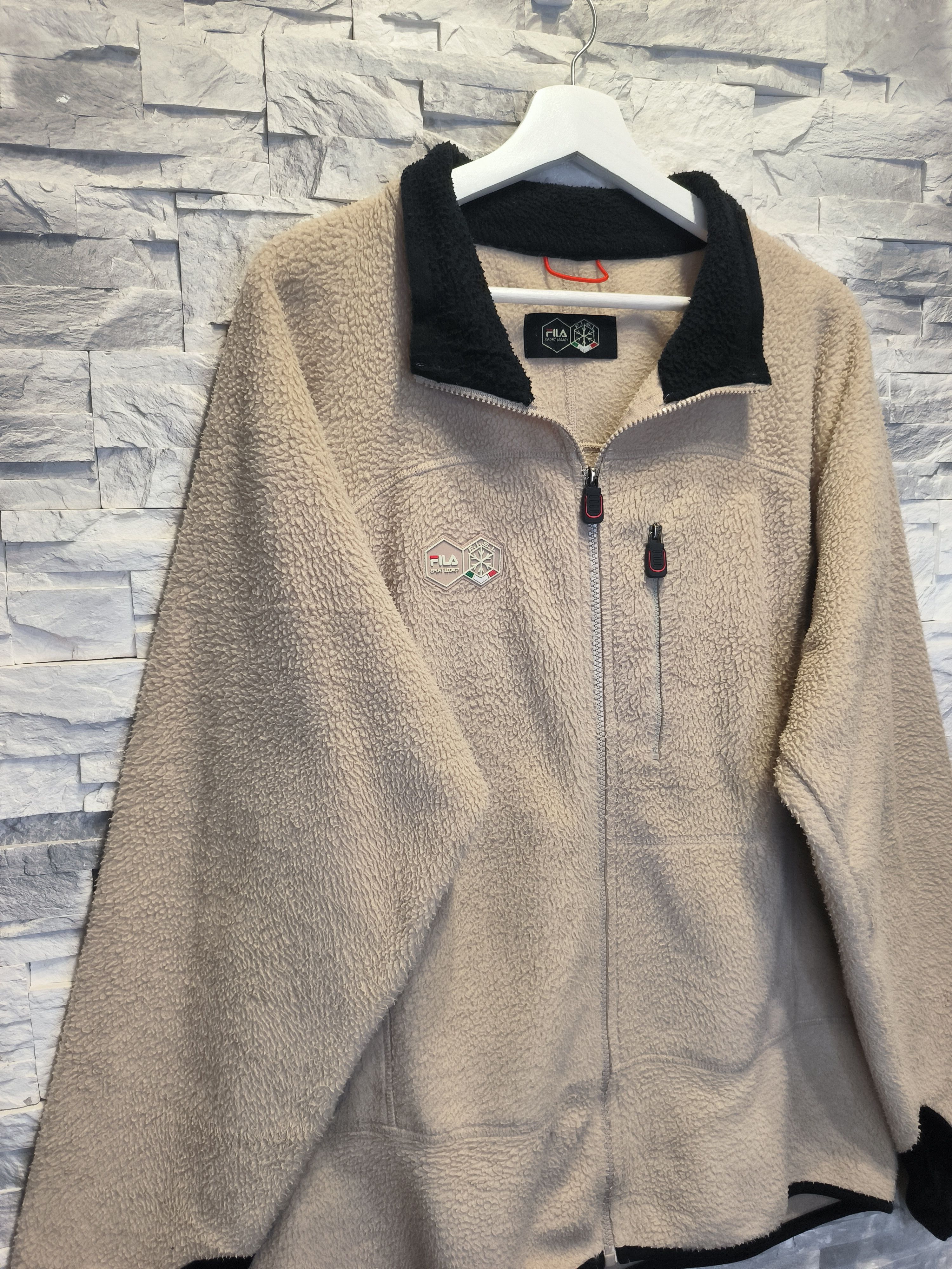 Fila × Vintage Vintage Fila Sport Legacy Beige Zip Fleece Sweatshirt Size US XL / EU 56 / 4 - 3 Thumbnail