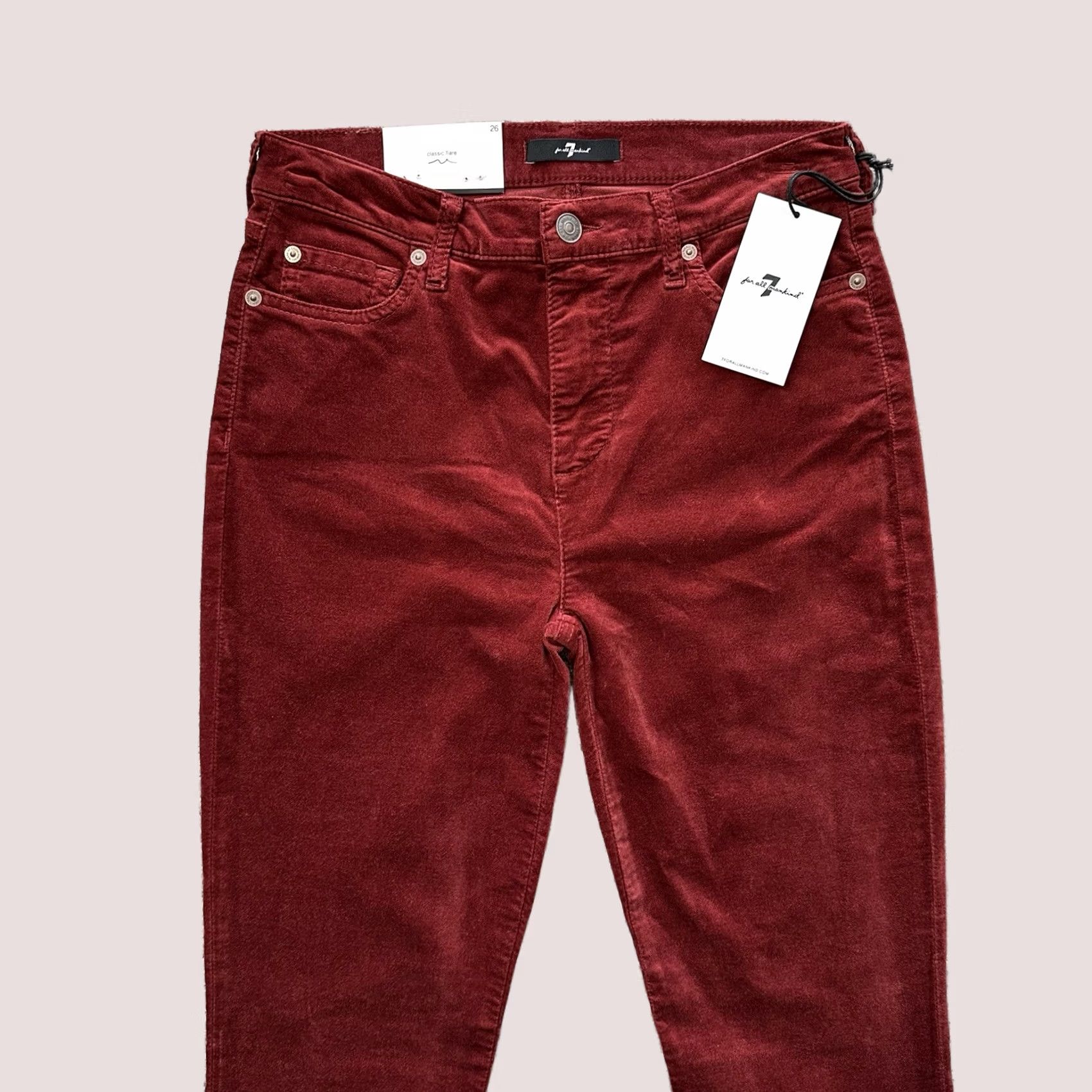7 For All Mankind VINTAGE 7 For All Mankind Classic Flare Jeans Womens 26x33 Red Velvet High Rise Ali Size 26" / US 2 / IT 38 - 1 Thumbnail