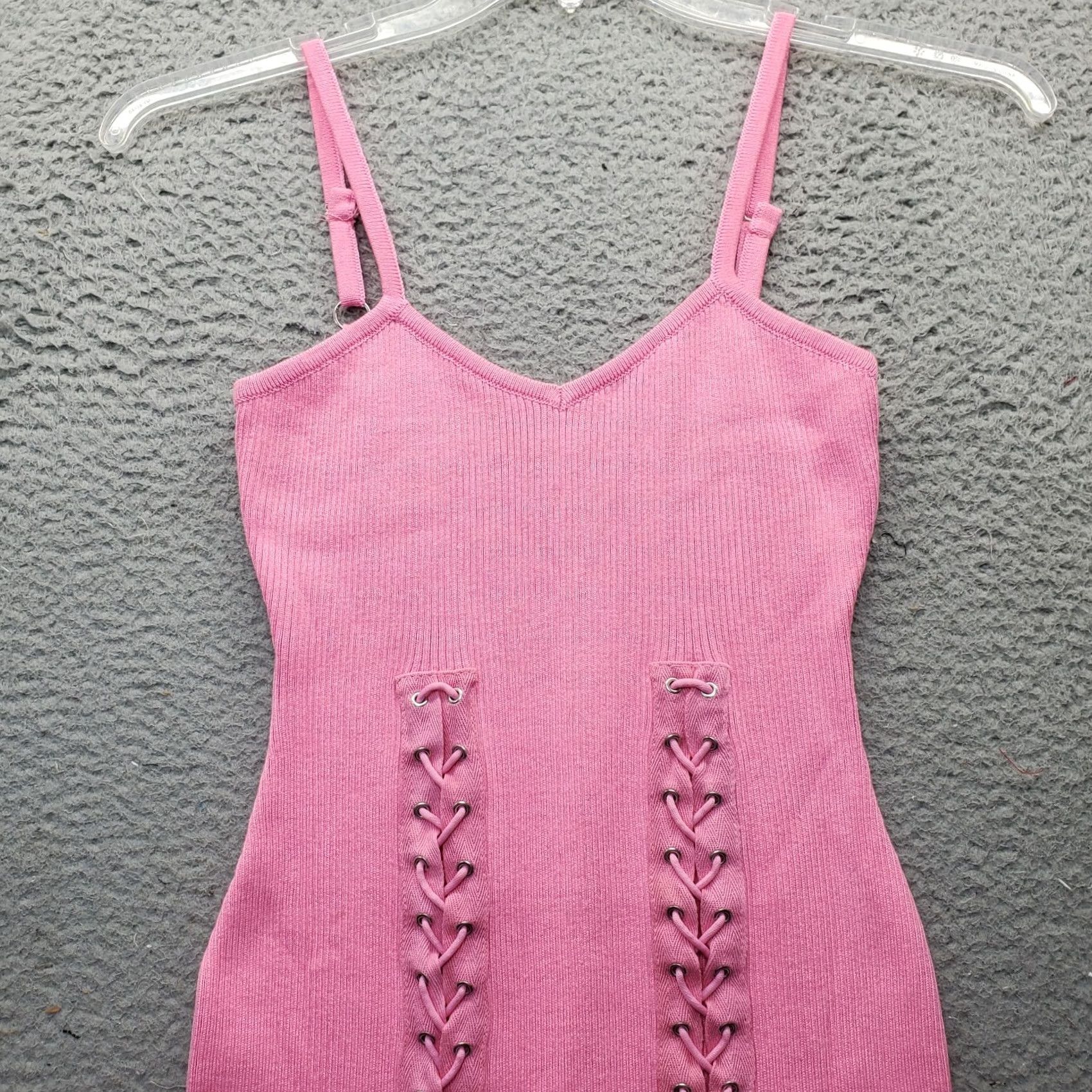 Pinko Highlight Bodycon Dress Women Size S Size Women Pink Midi Sleeveless Lace Up Stretch Casual Summer 90s Size S / US 4 / IT 40 - 4 Thumbnail