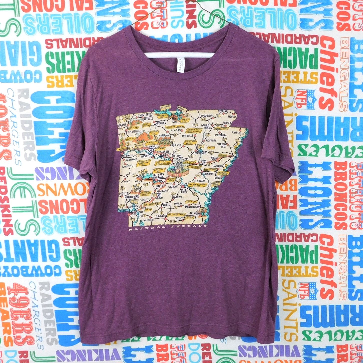 Canvas Arkansas Map T Shirt Size L Cartoon Style Natural Threads Size US L / EU 52-54 / 3 - 1 Thumbnail