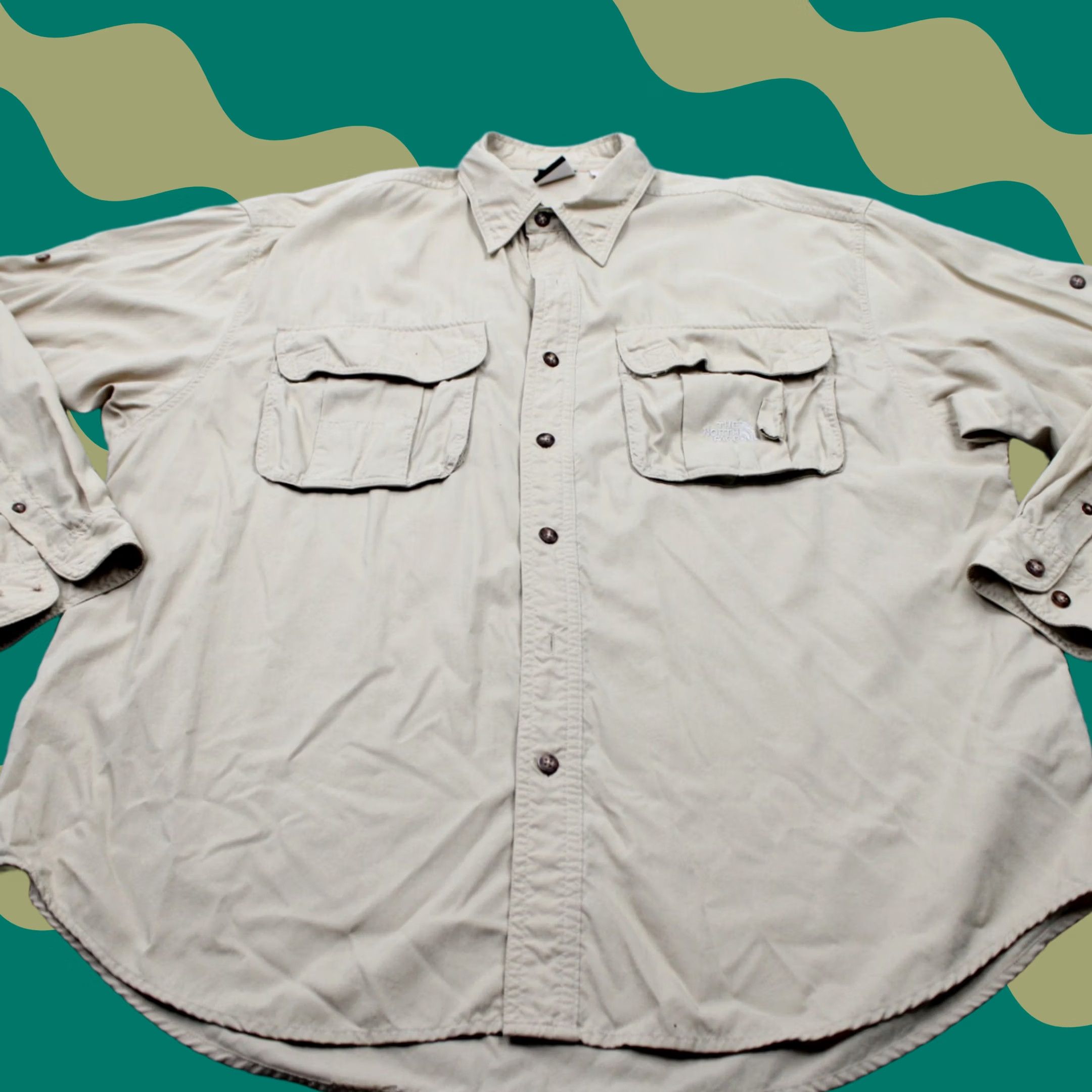 The North Face The North Face Shirt Mens Large Beige 100% Supplex Nylon Long Sleeve Button Up Size US L / EU 52-54 / 3 - 1 Thumbnail
