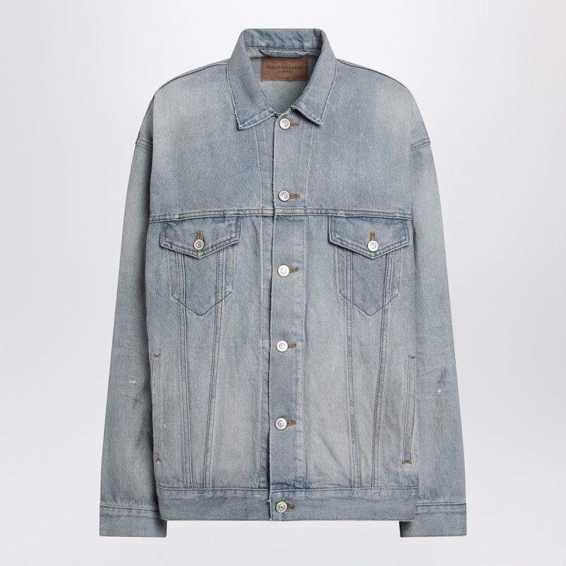 Balenciaga Light Blue Vintage-Effect Denim Jacket