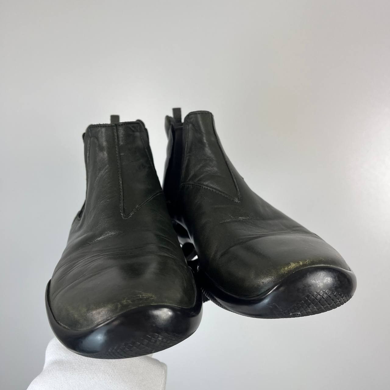 Prada PRADA Men’s Leather Chelsea Boots Green EU 43 / US 9.5 Size US 9.5 / EU 42-43 - 2 Thumbnail