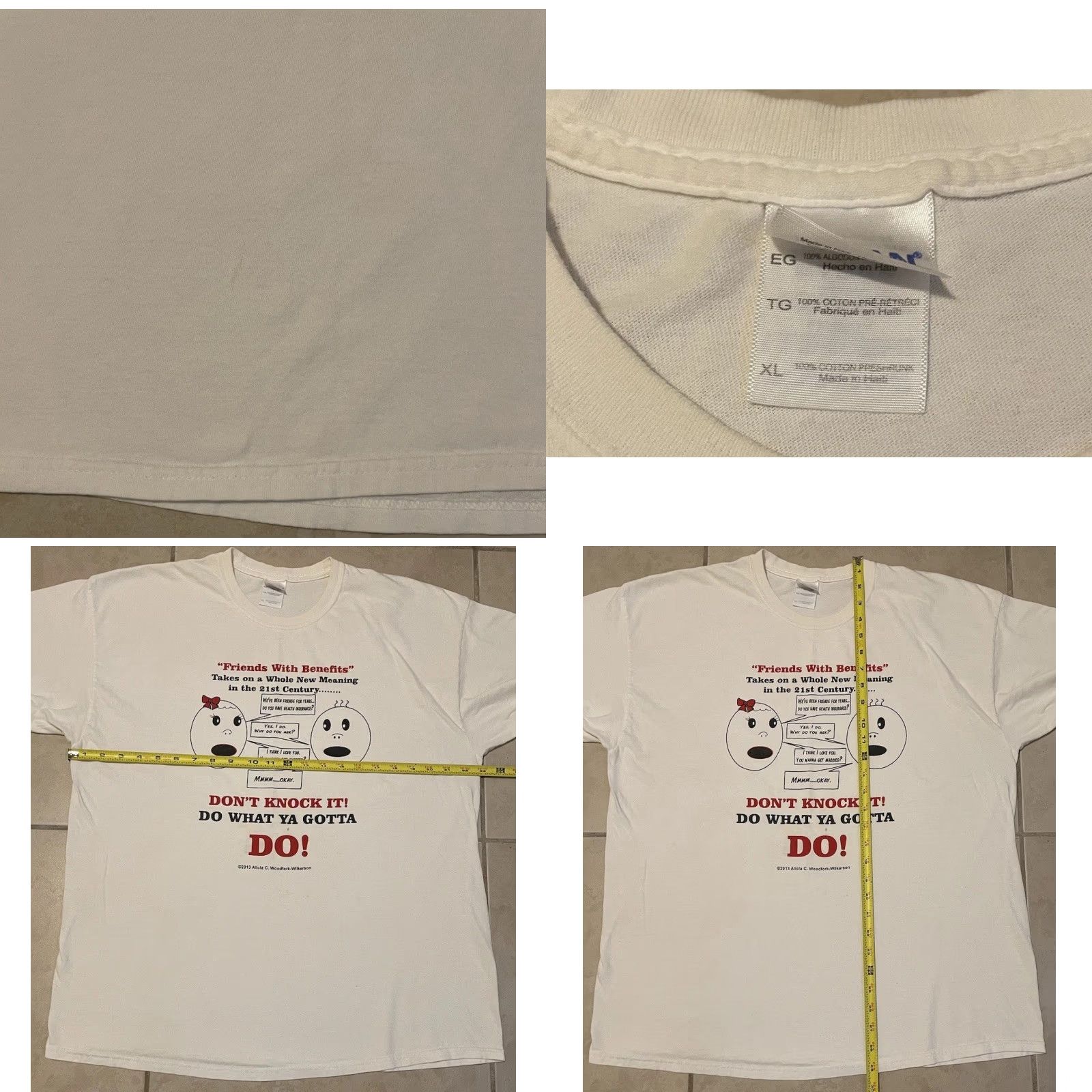 Vintage VINTAGE Grunge T-Shirt Men XL White Friends With Benefits Faded Funny Saying 80s 90s Size US XL / EU 56 / 4 - 9 Thumbnail