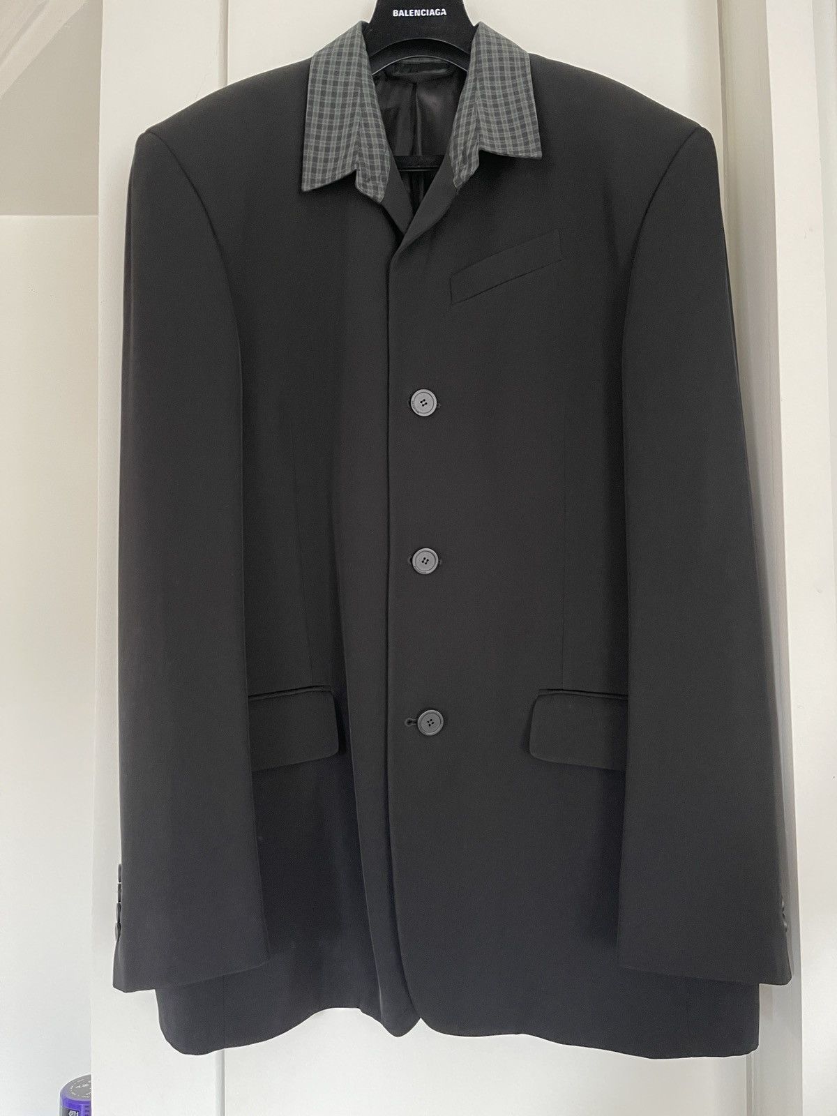 Balenciaga Balenciaga Blazer w checked collar Size 46R - 1 Thumbnail