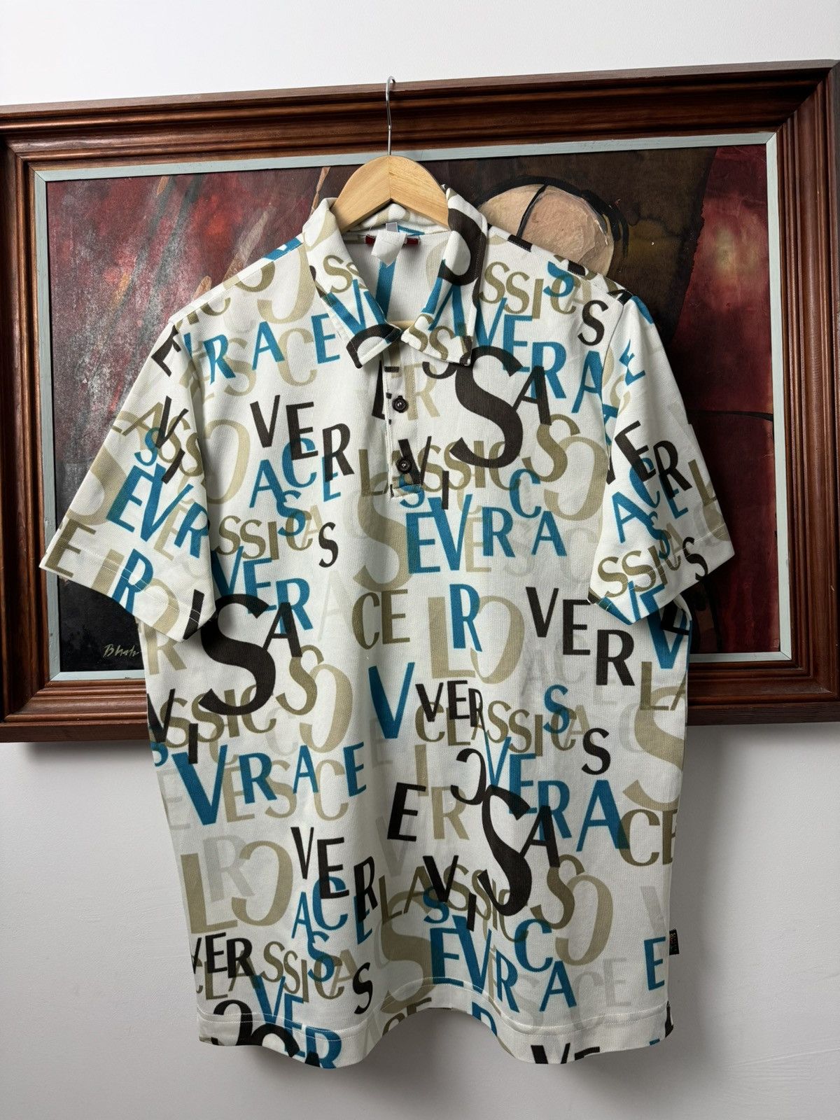 Versace Classic Polo Tee Fullprint Logo Luxury Designer Hype
