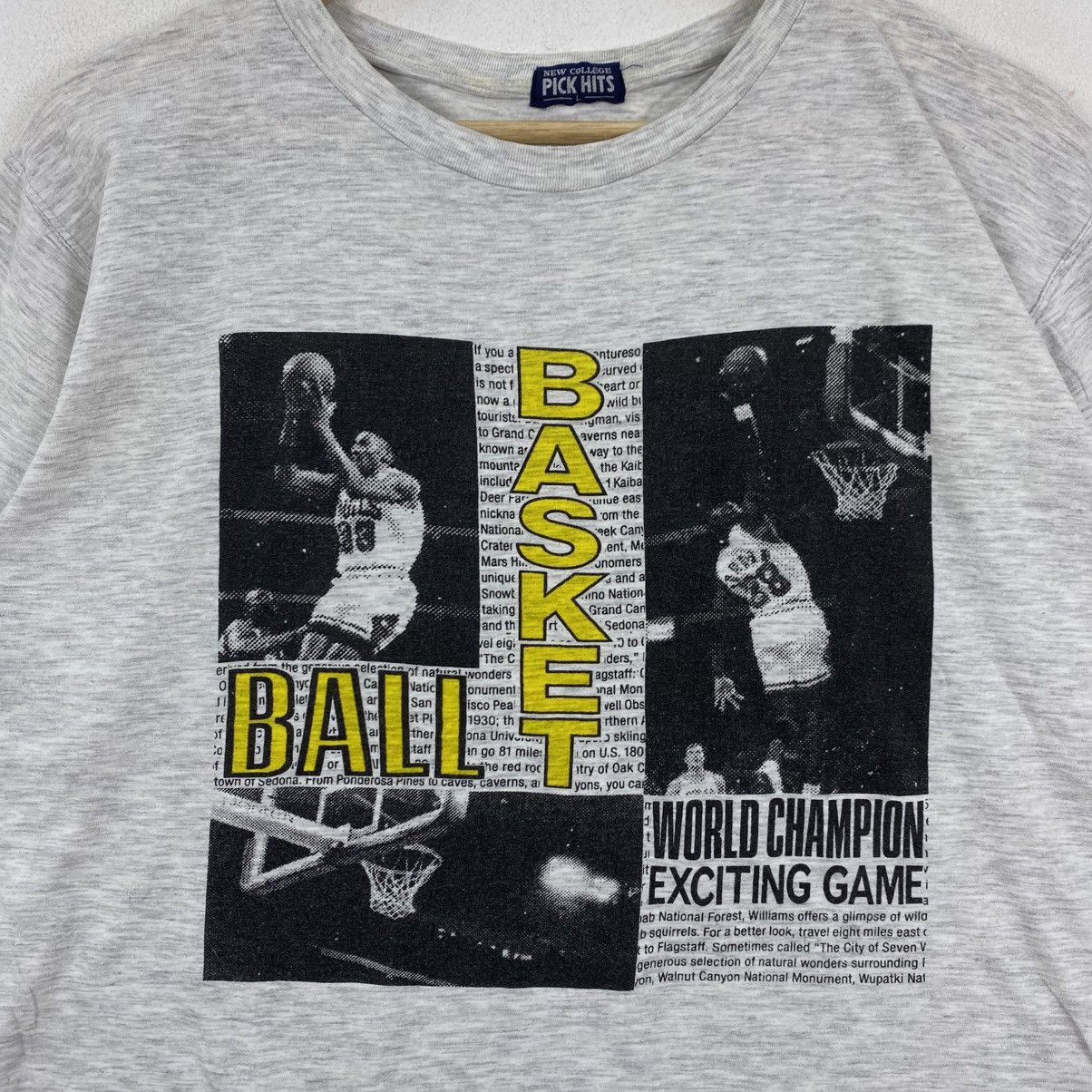 NBA Vintage 90s Basketball Graphic Tee New College Pick Hits L Size US L / EU 52-54 / 3 - 4 Thumbnail