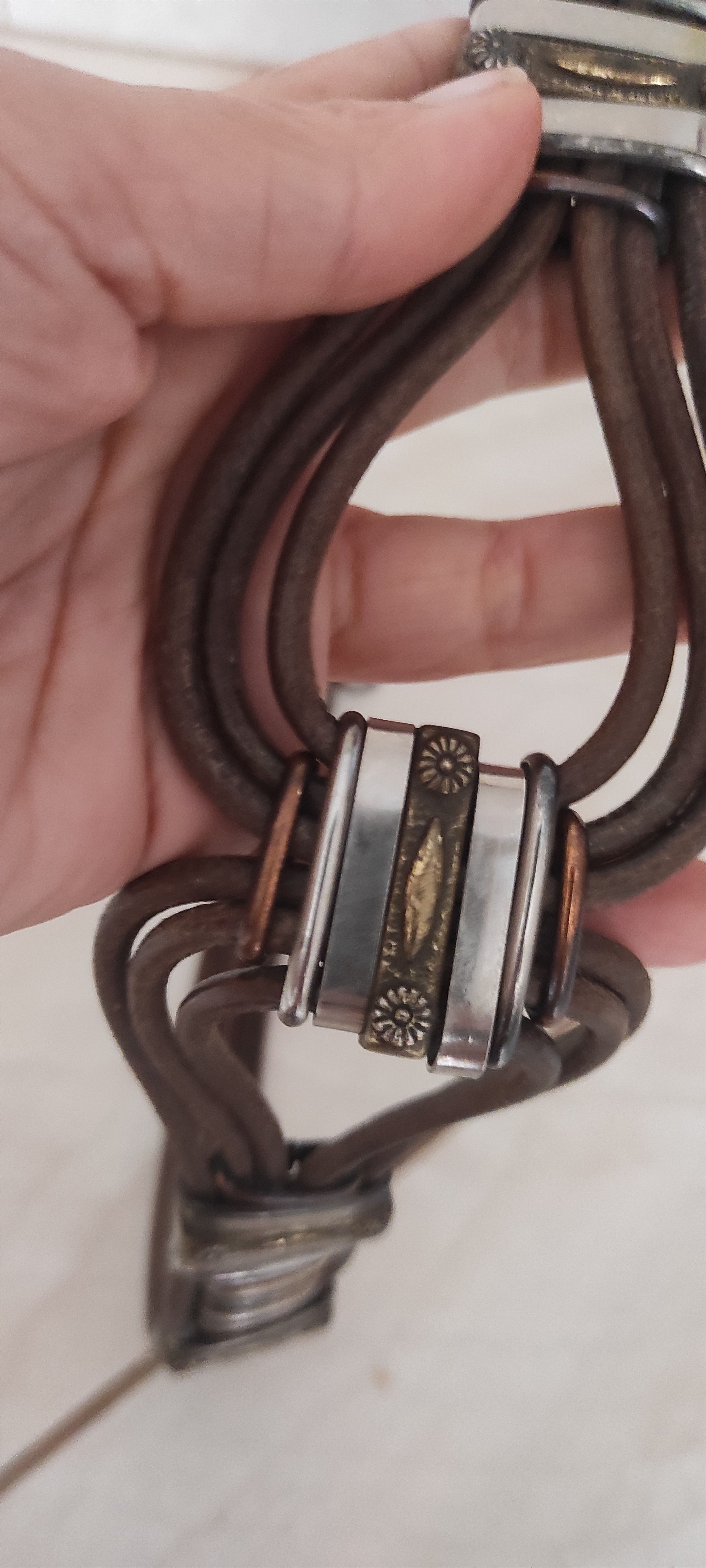 Vintage Sultanija Brass Leather Ethnic Boho Belt Florence Italy Size ONE SIZE - 17 Thumbnail