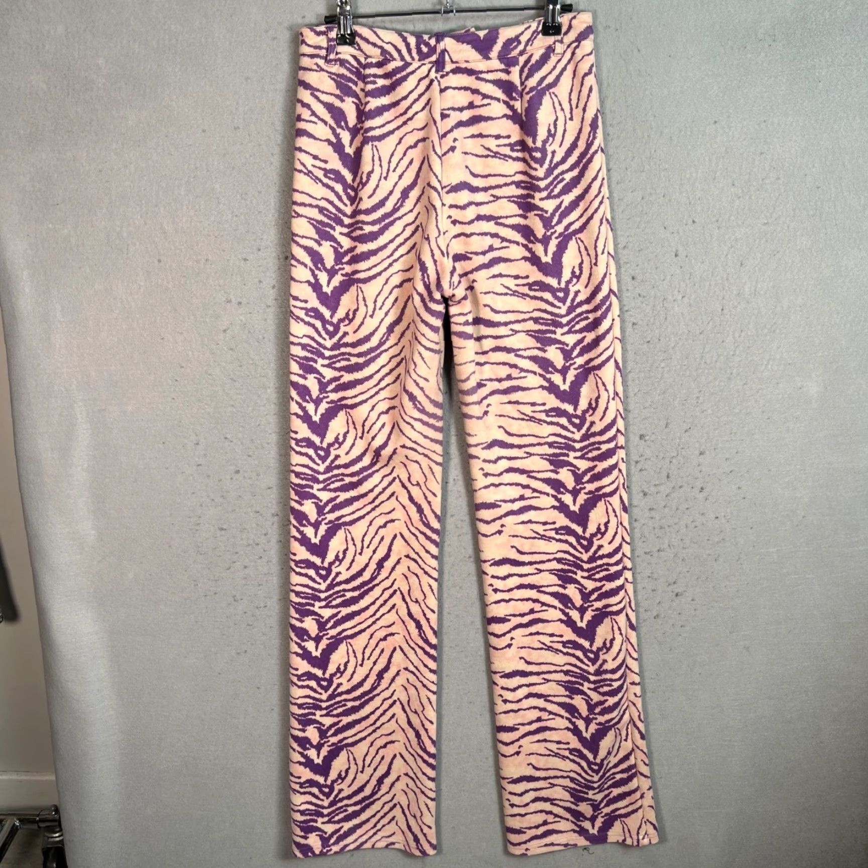 I.AM.GIA Zebra Print Pants Womens Medium Purple Beige Straight Leg