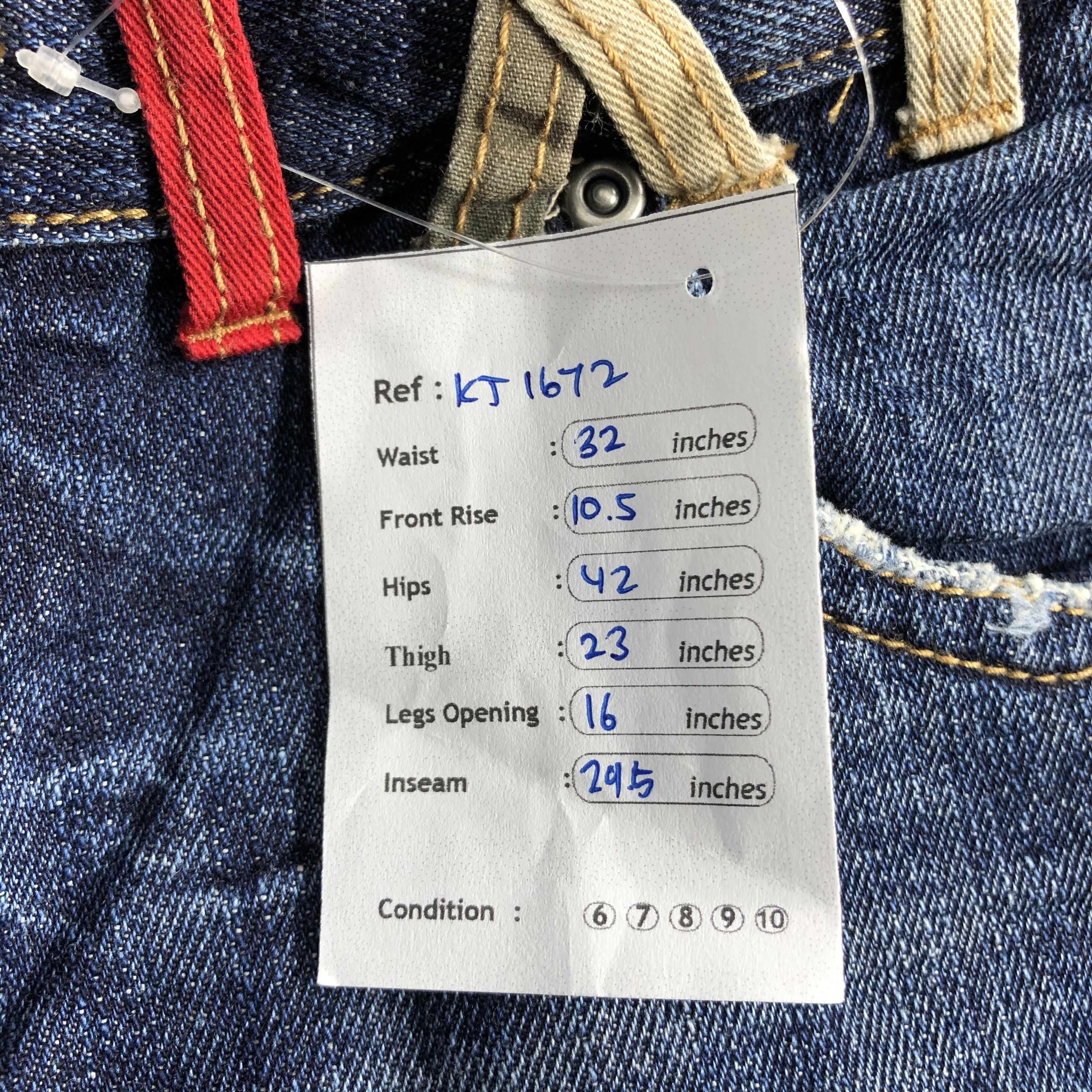 Japanese Brand Jungle Storm Jeans Double Waist Denim KJ1672 Size US 31 - 10 Thumbnail