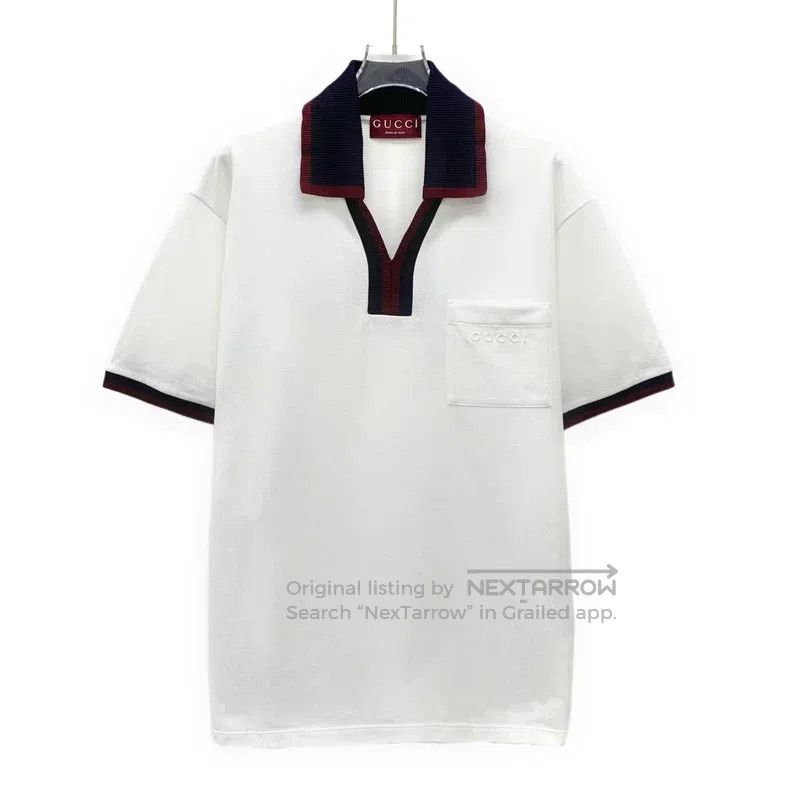 Gucci Gucci White logo letter cotton lapel short-sleeved polo sh Size US M / EU 48-50 / 2 - 1 Thumbnail