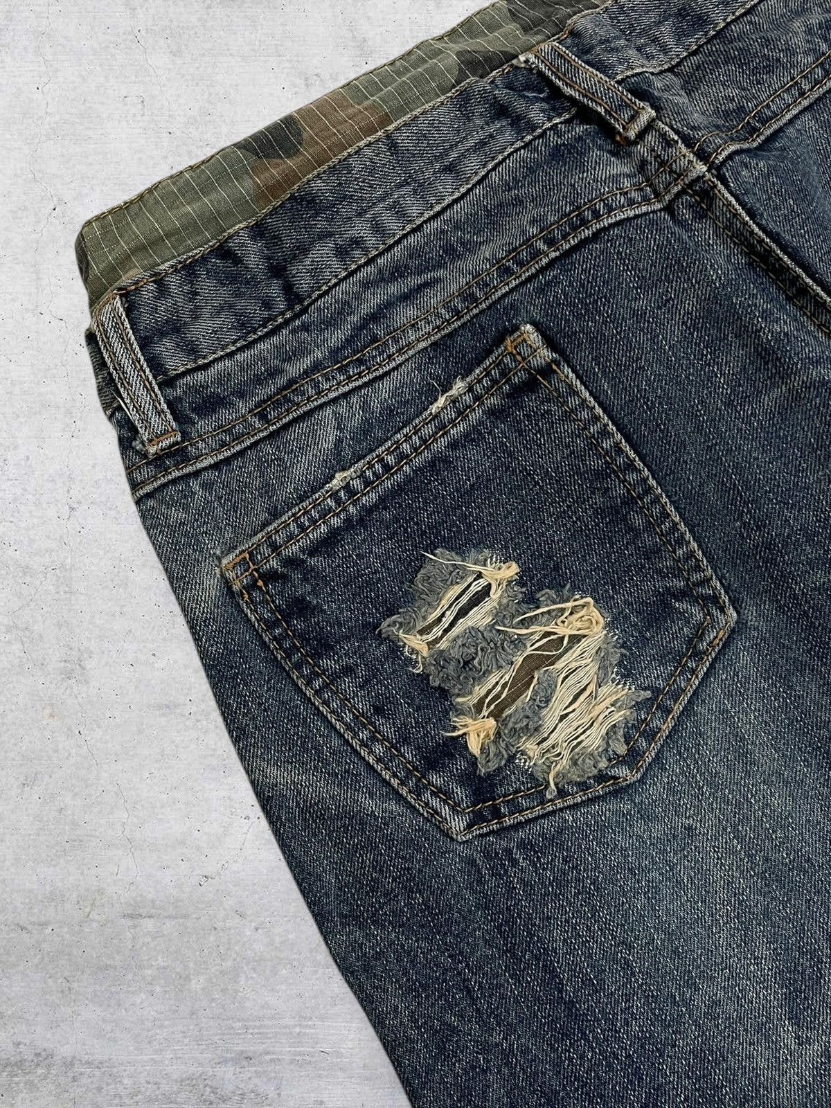 Japanese Brand VINTAGE ATTACHTMENT 90S JAPAN DOUBLE WAIST ARMY RIPPED DENIM Size US 30 / EU 46 - 15 Thumbnail