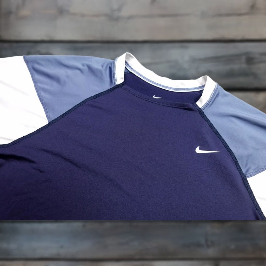 Nike Nike Shirt Mens M Blue White Colorblock Raglan Athletic Performance Tee Size US M / EU 48-50 / 2 - 1 Thumbnail