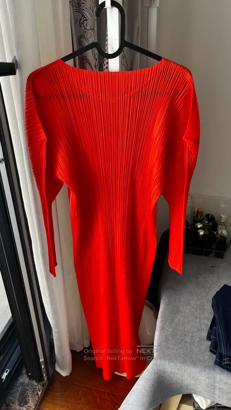 Issey Miyake Issey Miyake Red Dress Size L / US 10 / IT 46 - 4 Thumbnail