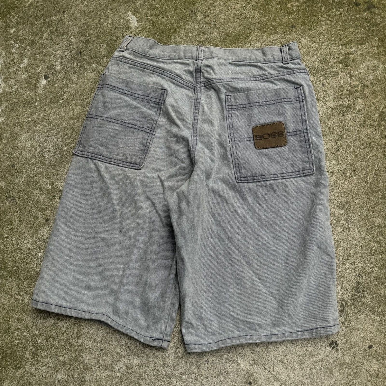 JNCO VINTAGE Y2K BOSS BAGGY FADED THRASHED DENIM JEAN SHORTS Size US 32 / EU 48 - 11 Thumbnail