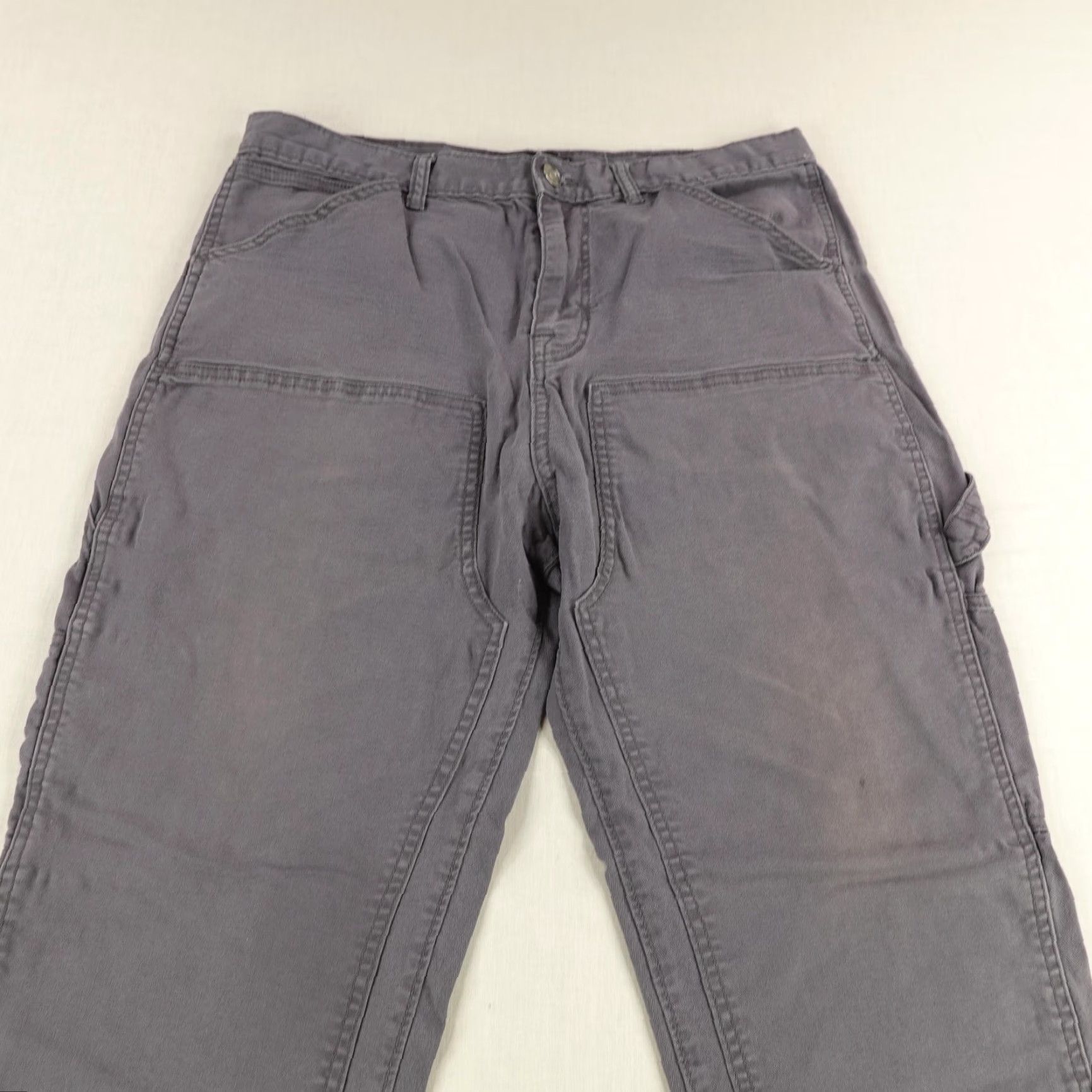 VINTAGE No Boundaries Carpenter Work Pants Mens 36x30 Gray Utility Double Knee Casual Y2K